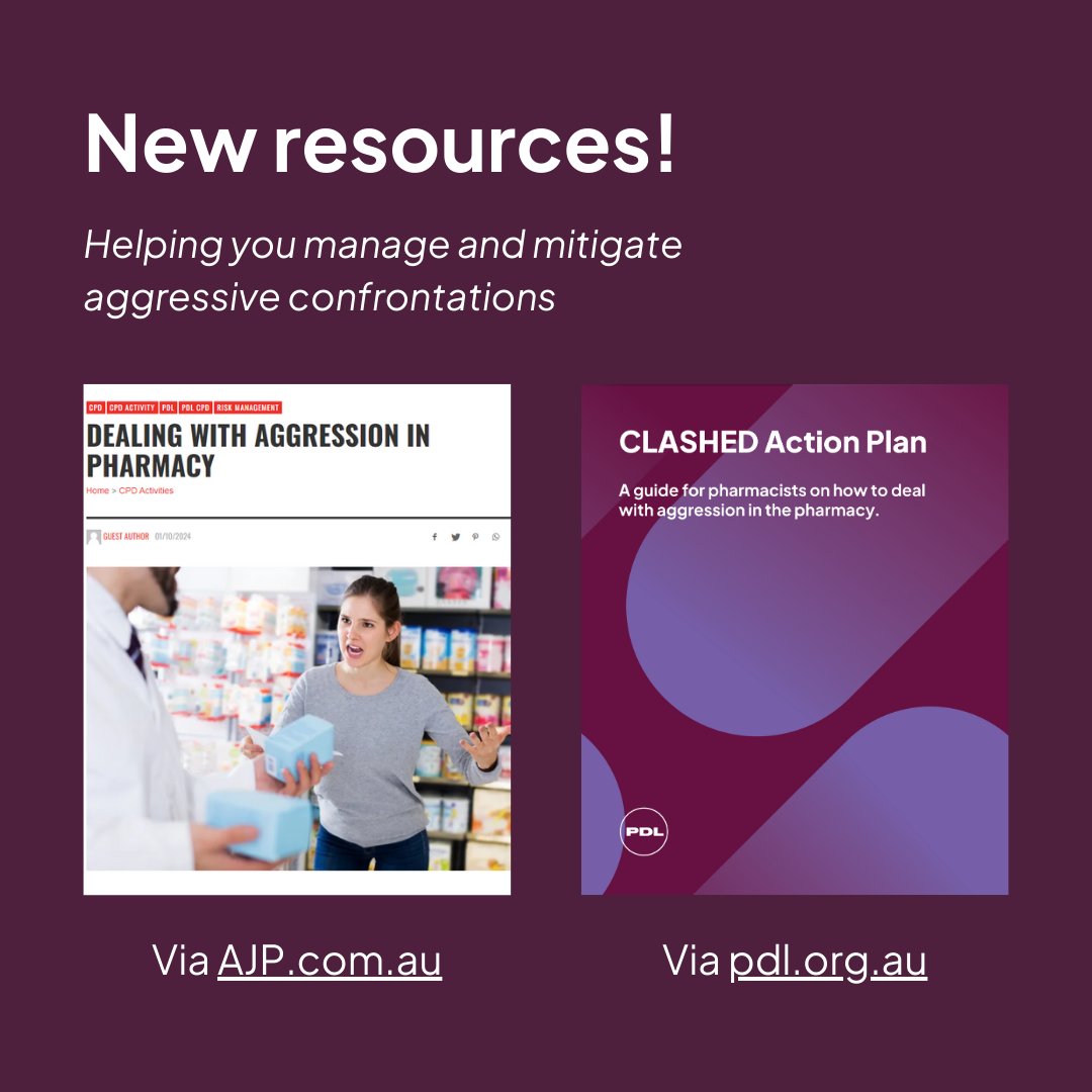 NEW: CPD activity on Dealing with Aggression in Pharmacy and CLASHED Action Plan provide measures to help pharmacists manage and mitigate aggressive confrontations.
Article: bit.ly/3C1MEPr
Action Plan: bit.ly/3UGSyvT