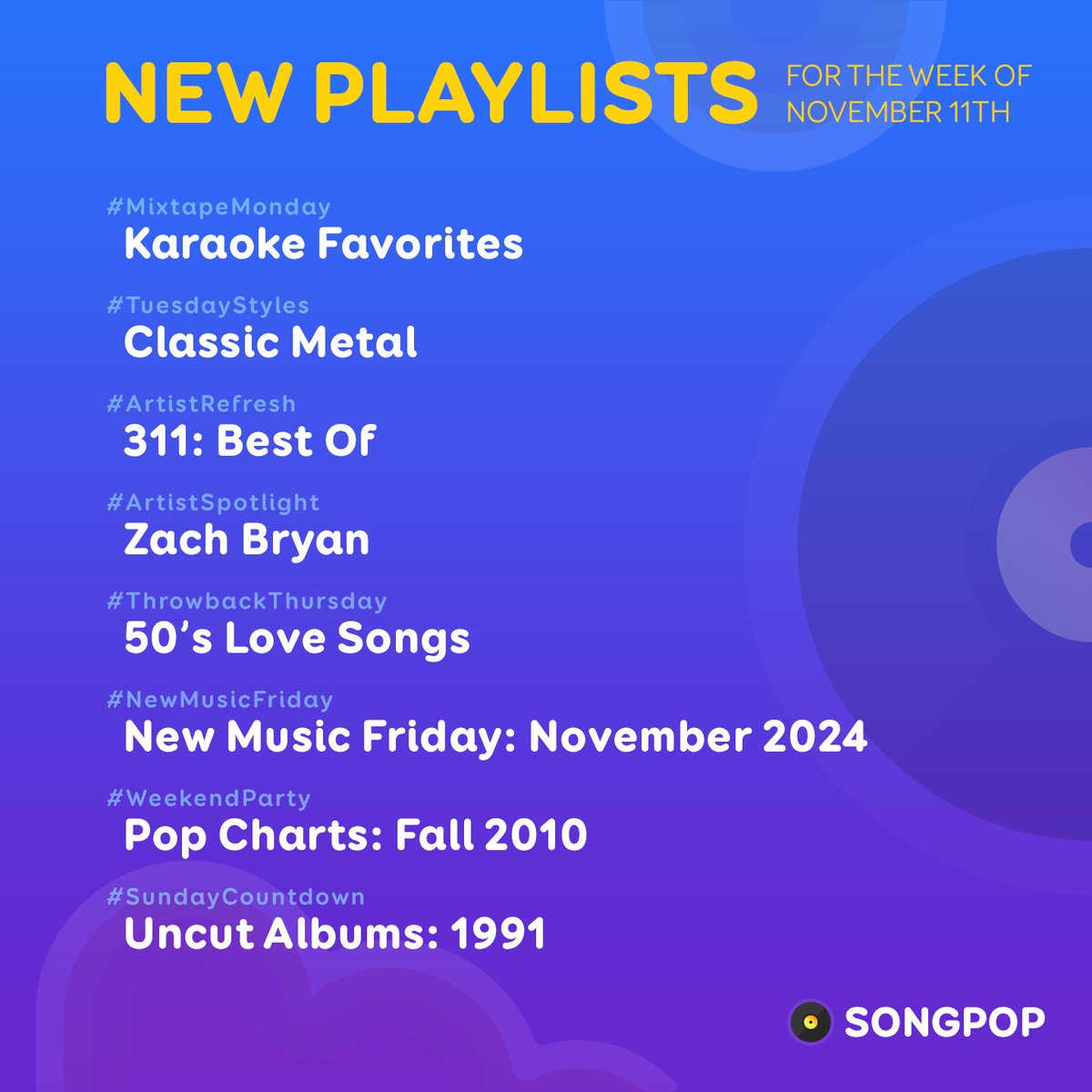 Check out the #NewPlaylists coming to #SongPop this week!