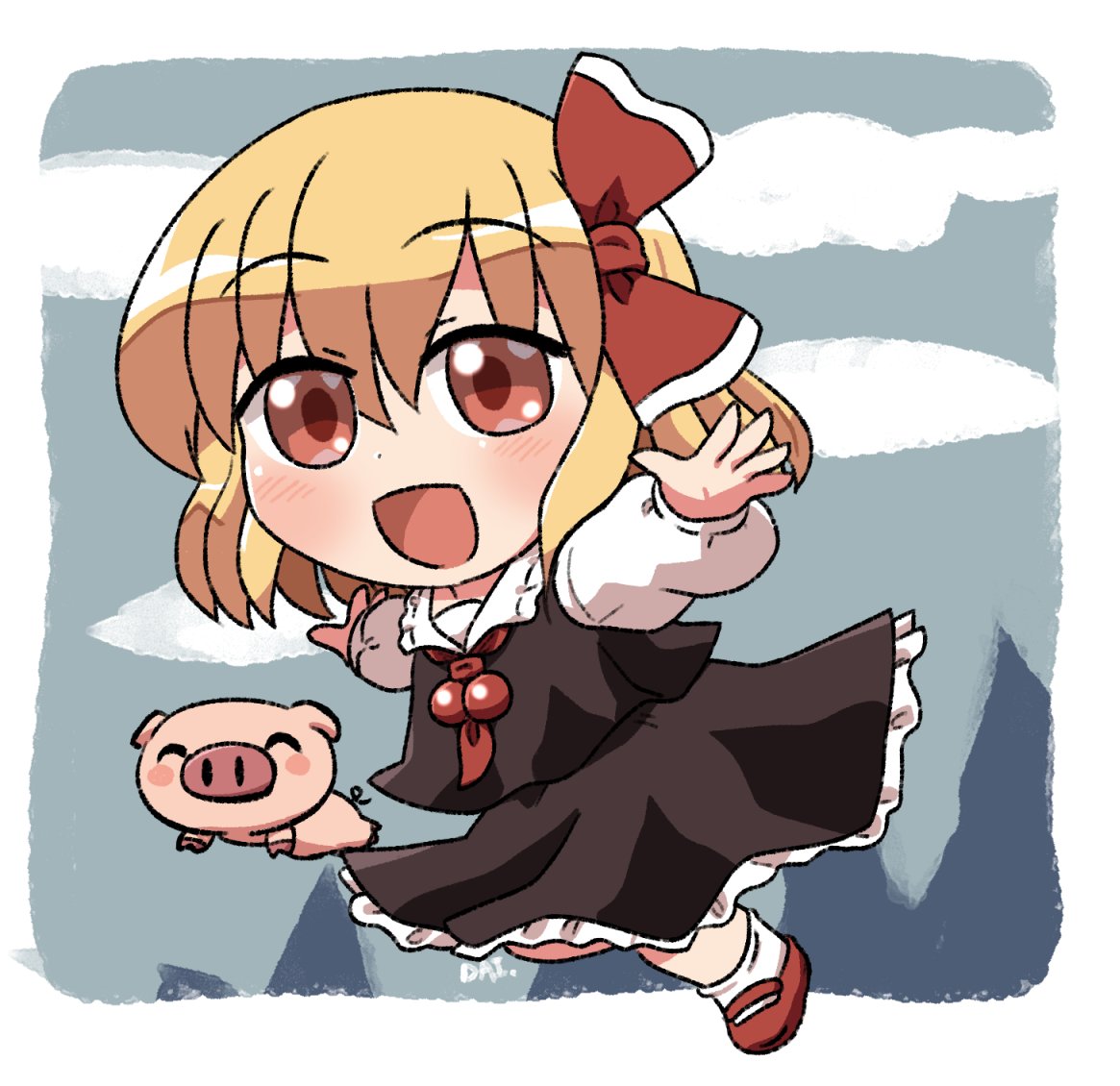 ルーミア(東方プロジェクト) 「おはるーみあ #おは東方 」|六合ダイスケ@春例大祭う12bのイラスト