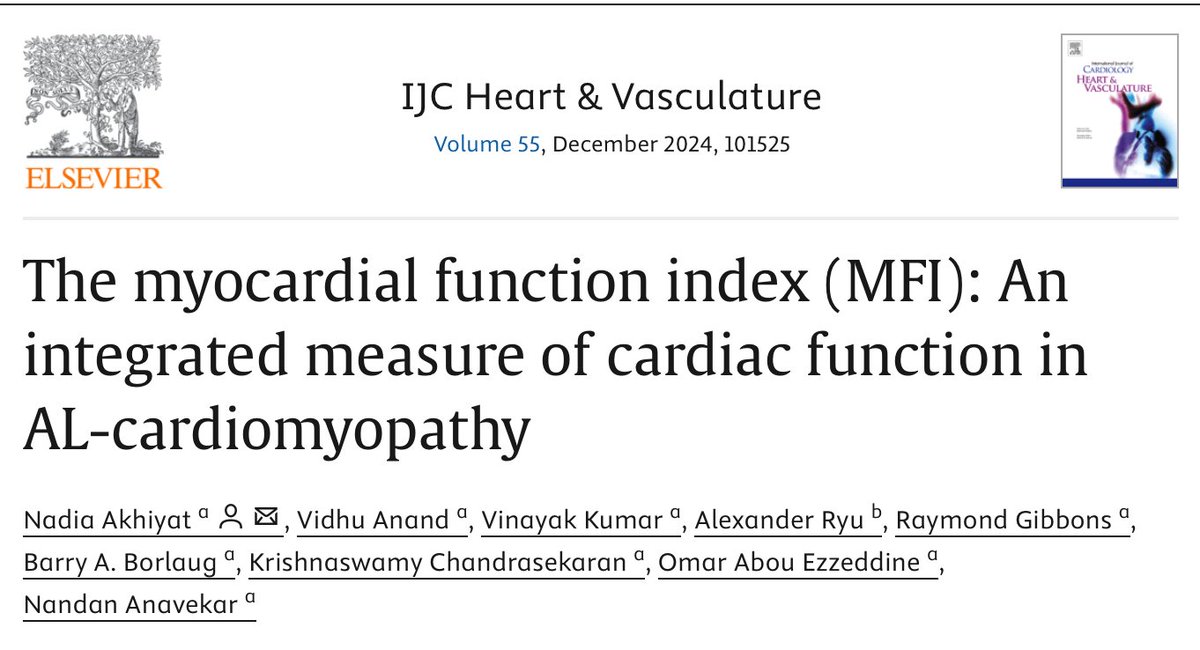 Mayo Clinic Rochester Cardiology Fellows (@mayocvfellows) on Twitter photo #ScholarSunday: <a href="/MayoCVFellows/">Mayo Clinic Rochester Cardiology Fellows</a> <a href="/NadiaAkhiyatMD/">Nadia Akhiyat, MD MS</a> recently published in <a href="/IJC_Heart_Vasc/">International Journal of Cardiology Heart&Vasc</a> on myocardial function index as an integrated measure of cardiac function in AL-cardiomyopathy. Link to full paper in reply 👇👇👇 #ScholarSunday: <a href="/MayoCVFellows/">Mayo Clinic Rochester Cardiology Fellows</a> <a href="/NadiaAkhiyatMD/">Nadia Akhiyat, MD MS</a> recently published in <a href="/IJC_Heart_Vasc/">International Journal of Cardiology Heart&Vasc</a> on myocardial function index as an integrated measure of cardiac function in AL-cardiomyopathy. Link to full paper in reply 👇👇👇