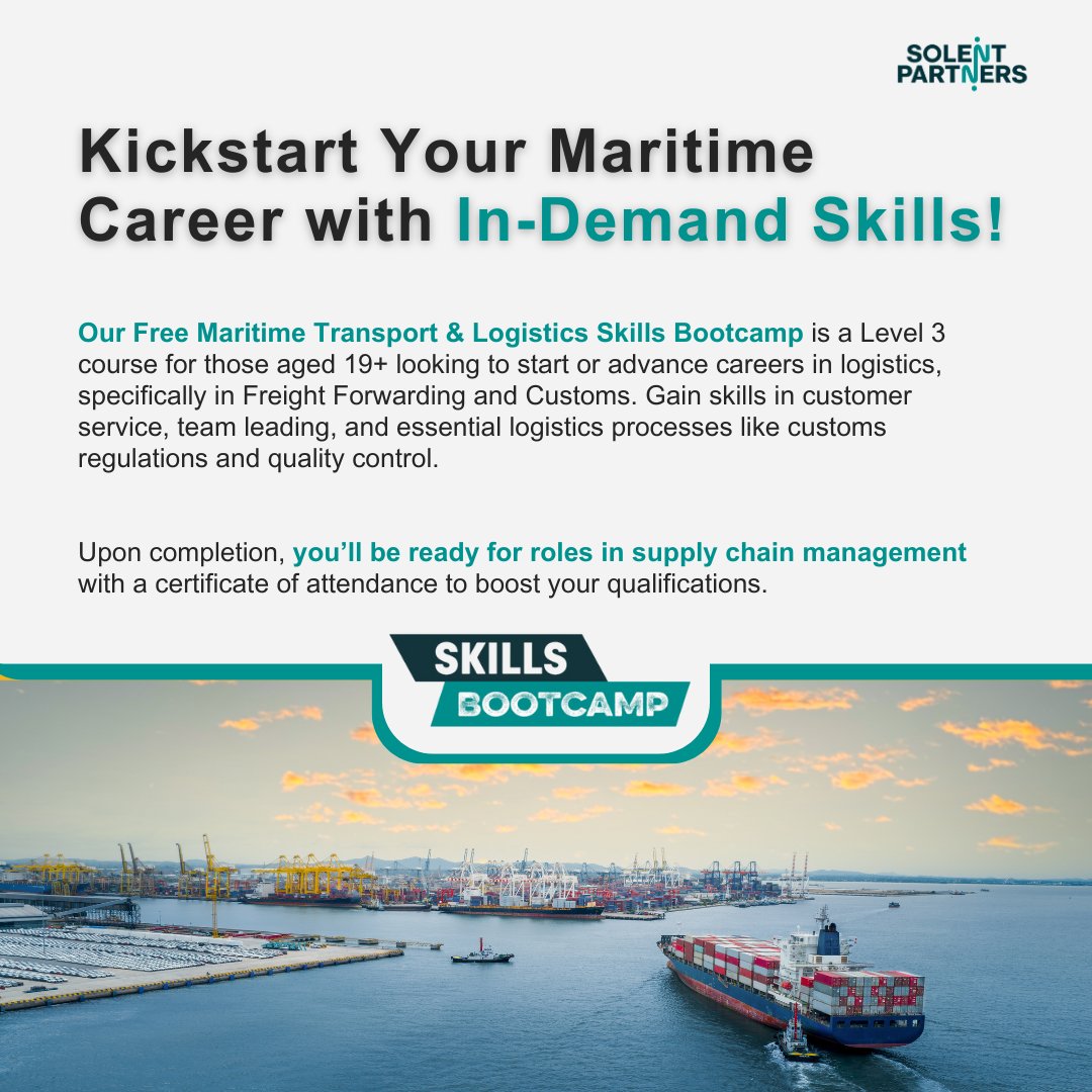 Our Skills Bootcamp offers practical training in freight forwarding, customs, customer service, and team leadership – skills that will set you apart in this high-demand industry! 

solentpartners.com/.../business..…

#SkillsBootcamp