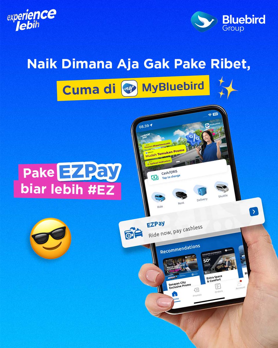 bluebirdgroup's tweet photo. Nyetop Bluebird di jalan biar #LangsungCusss 🚙 atau pesen dari MyBluebird 📲?

Dua-duanya bisa dong! Apalagi pakai EZPay yang ngebantu perjalananmu jadi lebih praktis dan aman. https://t.co/dHtwY4Dmd1
