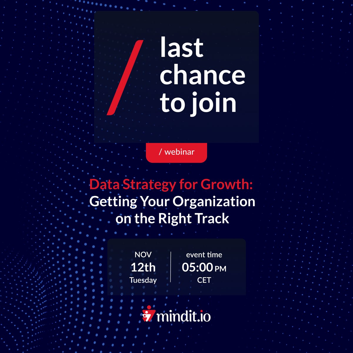 mindit_io's tweet image. Last-minute registration: lnkd.in/dcm-b6z5

#DataWebinar #BusinessStrategy #TechLeadership