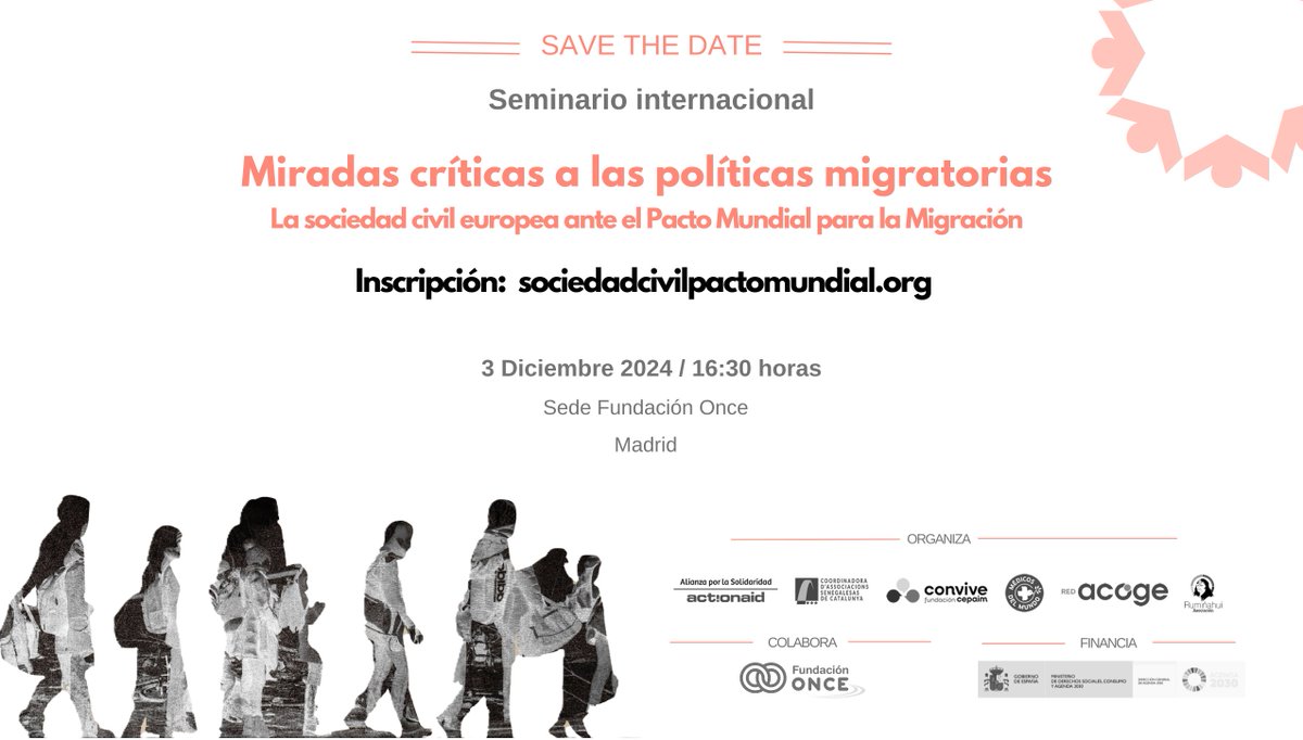 MedicosdelMundo's tweet photo. #SavetheDate 🗓️3 de diciembre de 2024.🕟 16.30 horas. 📍Madrid. 

🌍Seminario internacional “Miradas Críticas  a las políticas de migración actuales”. #PactoMigraciones

📝Inscríbete aquí ⬇️
https://t.co/7LF3IN3f79 https://t.co/W7qRldSdWk