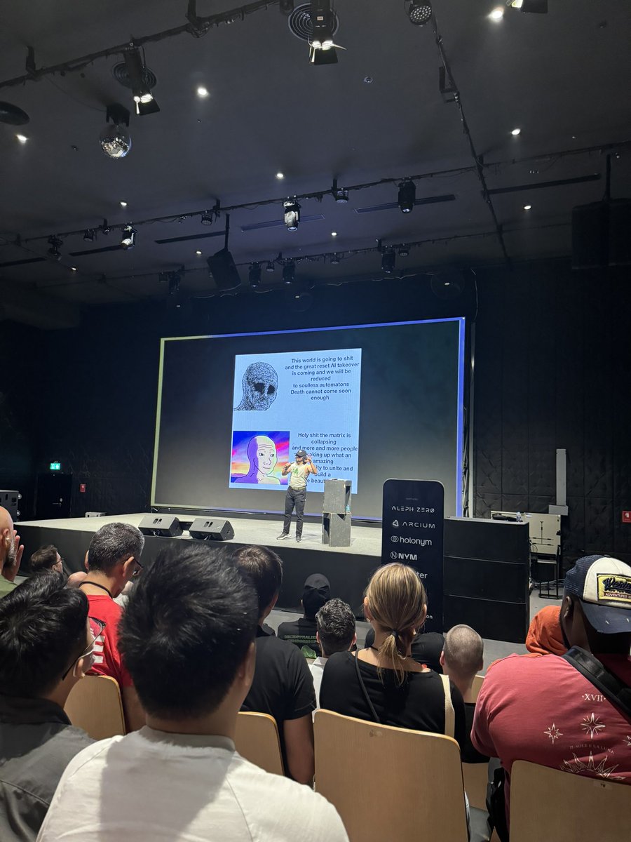 “You’re using google docs. It’s pathetic”
And centralised twitter or x.

Ethereum Cypherpunk Congress vibe. #Devcon2024