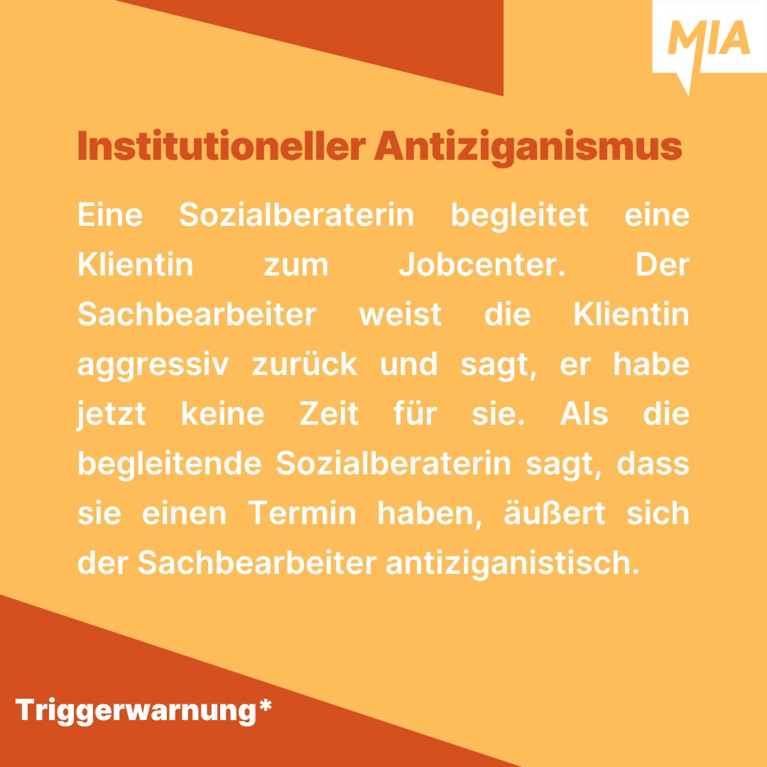 MIA_Bund's tweet photo. Uns  erreichen viele Fälle über unmittelbare Leistungsverweigerung. In Bezug  auf antiziganistisch motivierte Leistungsverweigerungen in Behörden  haben wir u.a. Vorfälle aufgenommen, in denen Sachbearbeiter_innen ihre  Klient_innen abwiesen, wie der heutige Fall verdeutlicht. https://t.co/lAzwrxvoxr