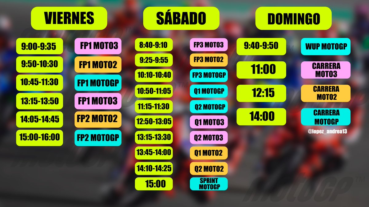lopez_andrea13's tweet image. 😭ÚLTIMA RACE WEEK y ÚLTIMOS COLORINCHIS DE MOTOGP😭

Lo de los horarios esta temporada no ha tenido sentido ninguno y solo puedo dar las GRACIAS A TODOS por esta temporada🩷🩷
Recordad pasadlos que nadie se pierda la última🥹

#MotoGP #TheRematch #SolidarityGP #RacingforValencia