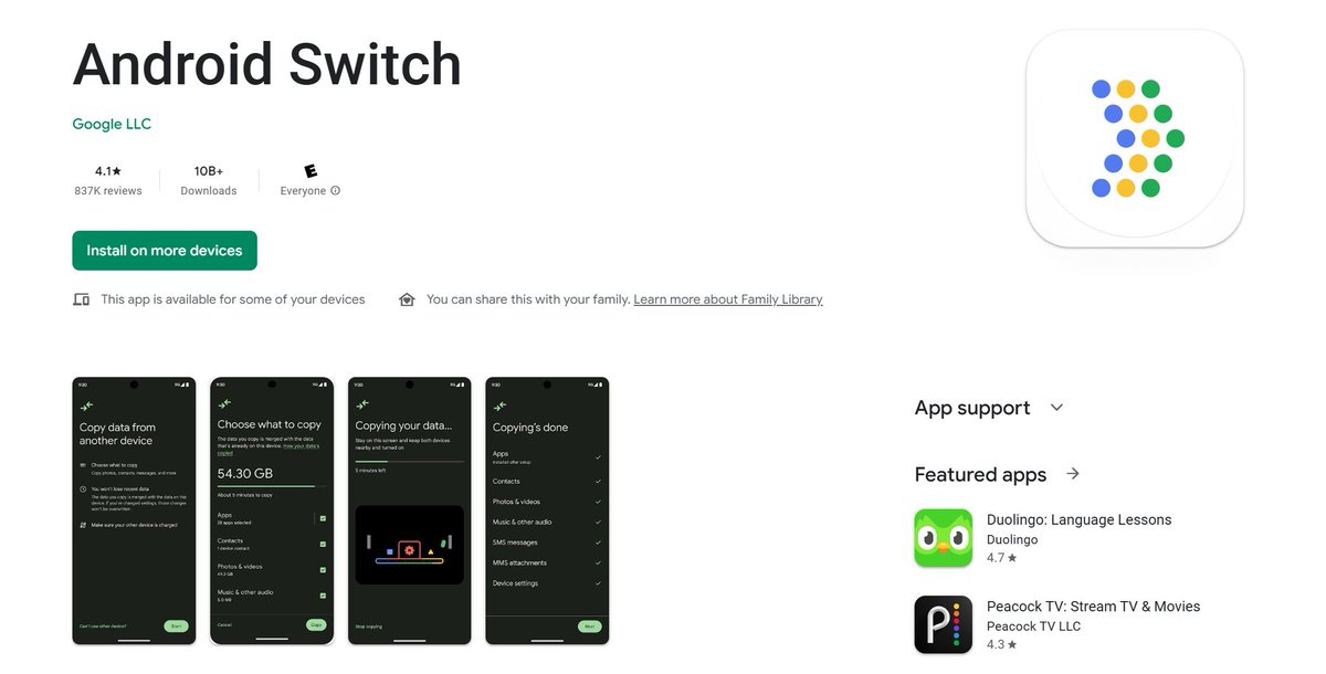 featurverse's tweet image. Google's Data Restore Tool has a new name and look!
It's now called Android Switch and features a fresh new icon.
#Android15 #androidswitch #android