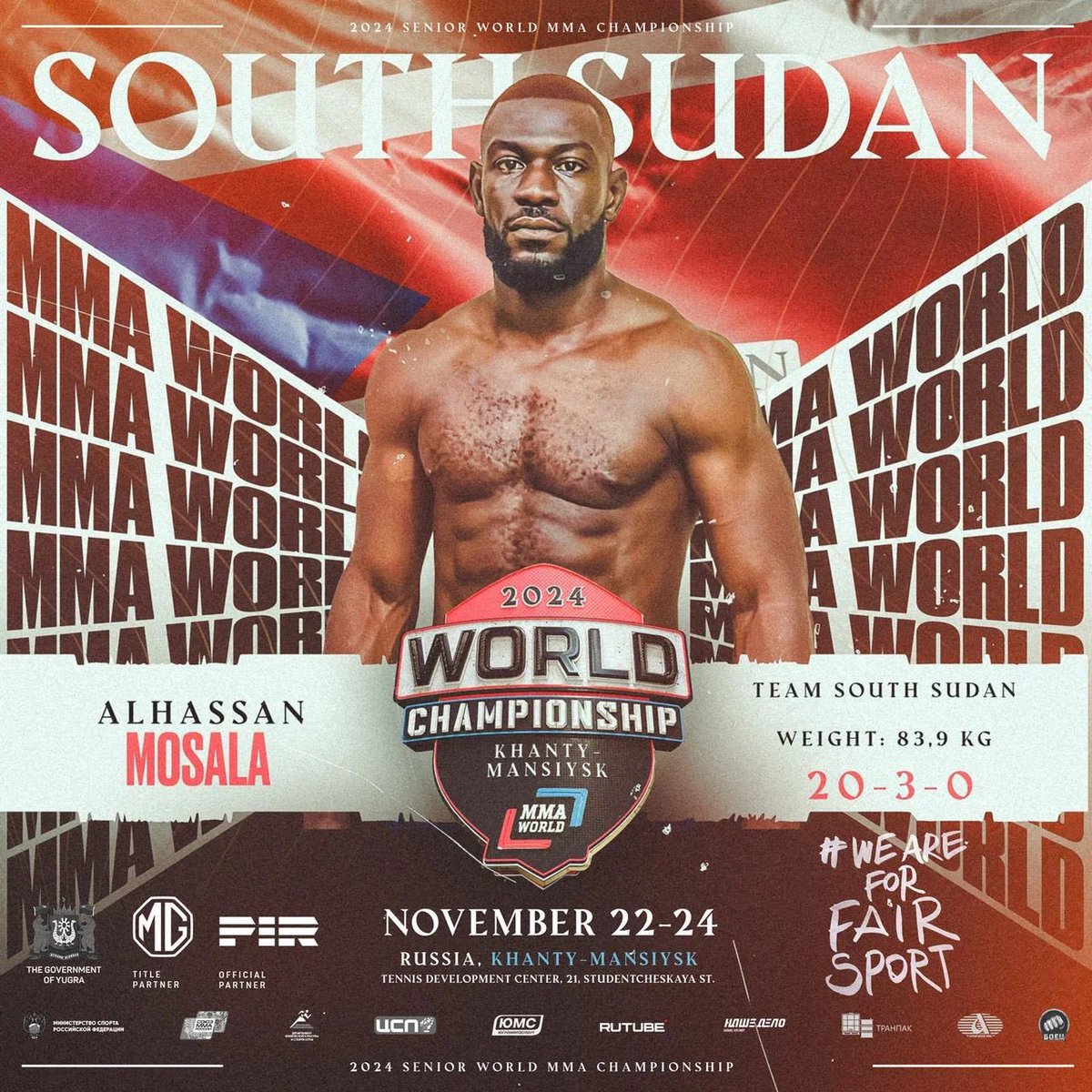 LofogoS's tweet image. Alhassan Mosala!!🇸🇸🔥

#MMAWorld Championship | Nov 21 | Khanty-Mansiysk, Russia. 

#MMA #martialarts #Training #MuayThai #Thaiboxing #Fitness #Championship #weareforfairsport #мызачестныйспорт  #UFC  

#SSOT
#SSOX 
#SouthSudan