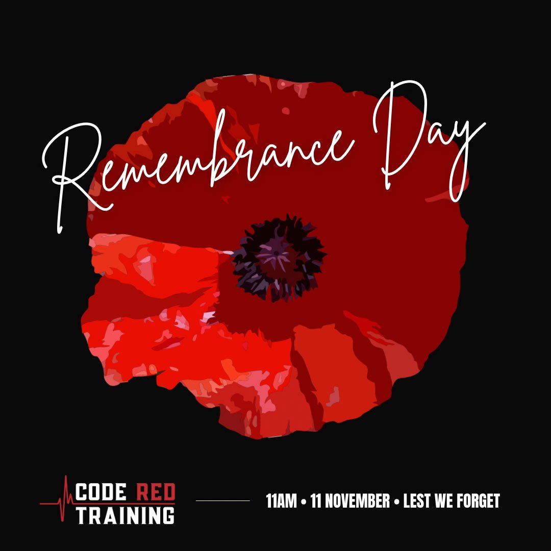 They shall grow not old, as we that are left grow old: age shall not weary them, nor the years condemn; at the going down of the sun, and in the morning, we will remember them.

Today <a href="/CodeRedTrg/">Code Red Training</a> returns after a long break. First we want to acknowledge &amp; reflect on #ArmisticeDay