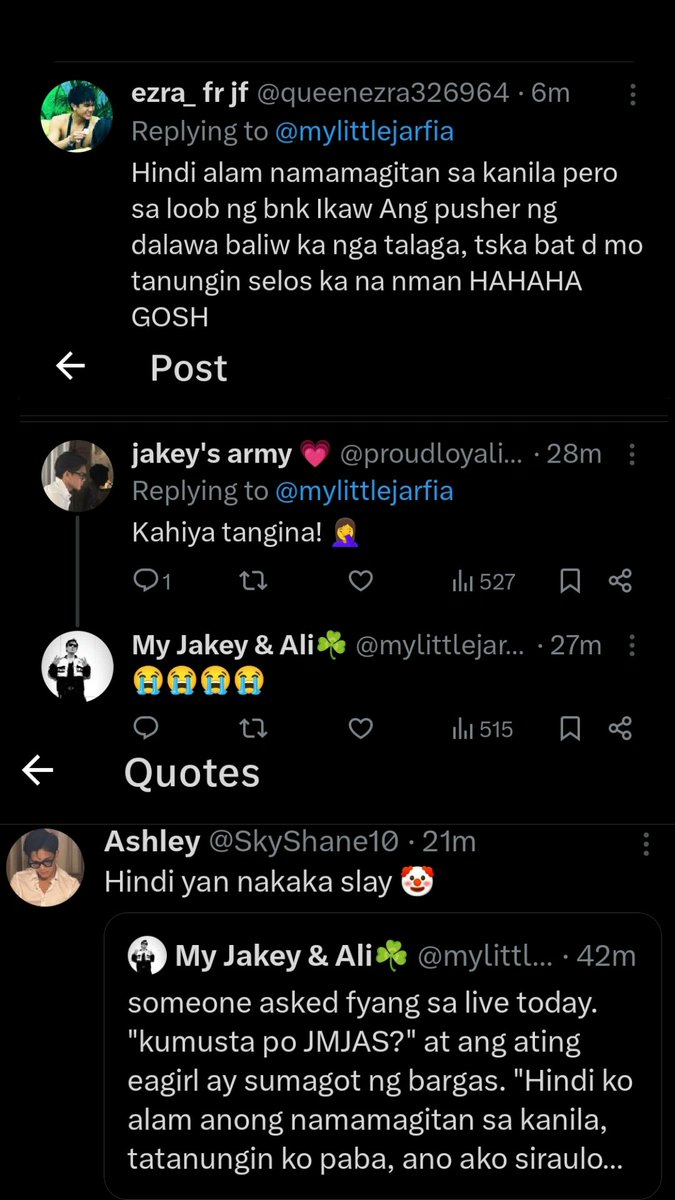 airaaasoft's tweet photo. jarfyang ba talaga kayo? or jarren lang?  Why naman naging bashers na kayo ni fyang?  TANGINA NYO! https://t.co/aj9yBUj4VE