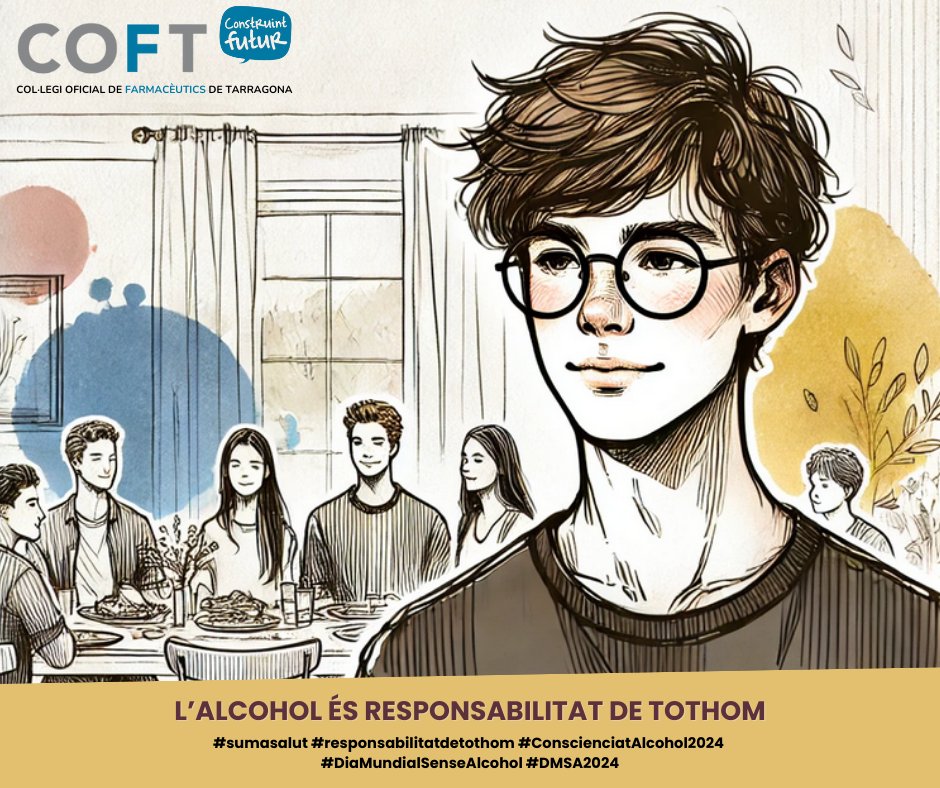 COFTarragona's tweet photo. 📣 Setmana de Sensibilització sobre els Riscos del Consum d'Alcohol
💬 "Cal donar un exemple apropiat de comportament envers l'alcohol. Si eduquem amb hàbits saludables, cal evitar la presència de l'alcohol en els esdeveniments familiars." 👨👩👧👦
#DiaMundialSenseAlcohol #DMSA2024 https://t.co/4DpSPy3v12
