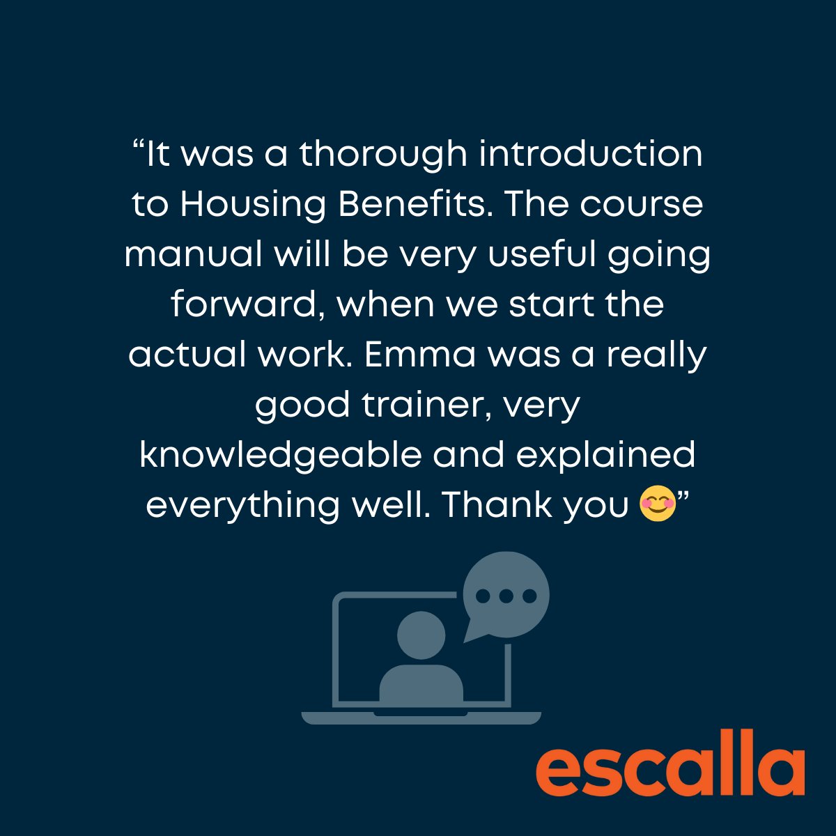 escallaTraining's tweet image. Fantastic feedback from our 5-day Introduction to Housing Benefits for Assessors training course! ✅
Join the next course running 25th-29th November and learn the fundamentals of the Housing Benefit assessment process.
Find out more: escalla.co.uk/introduction-h…