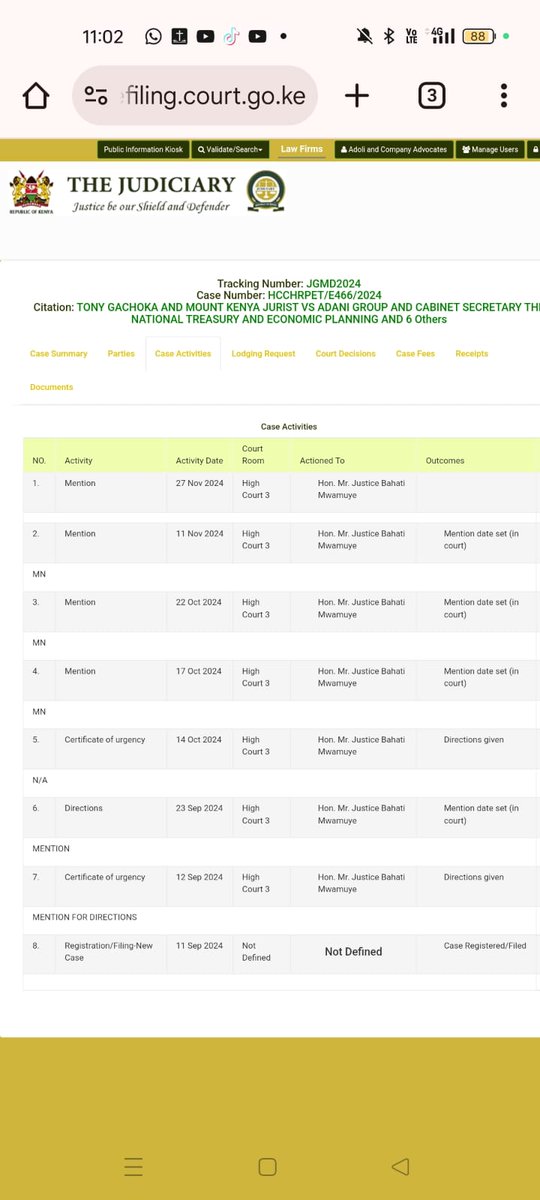 TonyGachok15769's tweet photo. DRAMA GALORE AT HIGH COURT 
1. TONY GACHOKA VS ADANI GROUP TAKEOVER OF JKIA AIRPORT CASE PUSHED TO 27.11.2024 - WITH NO EXPLANATION, JUDGE UNAVAILABLE 
2. THE LSK CASE AGAINST ADANI GROUP PUSHED TO 17.12.2024 BY 3 JUDGE BENCH ON SAME DAY 
3. CONSERVATORY ORDERS REMAIN IN PLACE SECURING THE AIRPORT 
4. In attendance were Lawyers David Adoli, Kalonzo @skmusyoka Eugene @EugeneLWamalwa and Party @TonymuriithiM Workers @Kawu_KE
5. What is the Ruto Government Scared of in this Adani case. Viva!
WE SHALL NEVER SURRENDER!
TG
@gen_z__movement @Bm_24kenya 
@amenya_nelson @FaithOdhiambo8