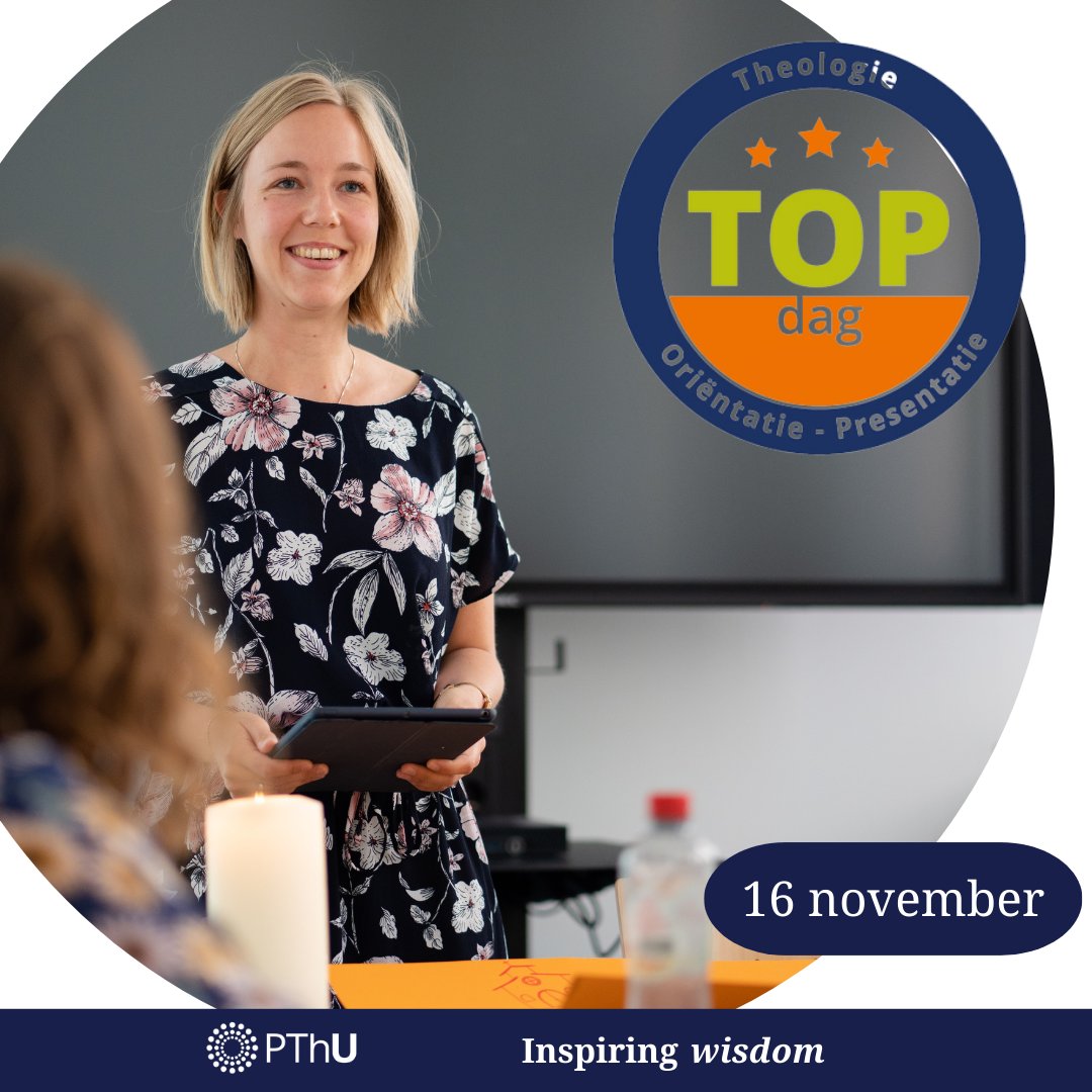 Mis het niet: de TOP-dag aanstaande zaterdag! Alles wat je ooit wilde weten over theologie, hoe het werkveld eruitziet, of studeren aan de PThU, plus kennismaking met onze gemeenschap. Meld je nog aan!  pthu.nl/actueel/agenda…