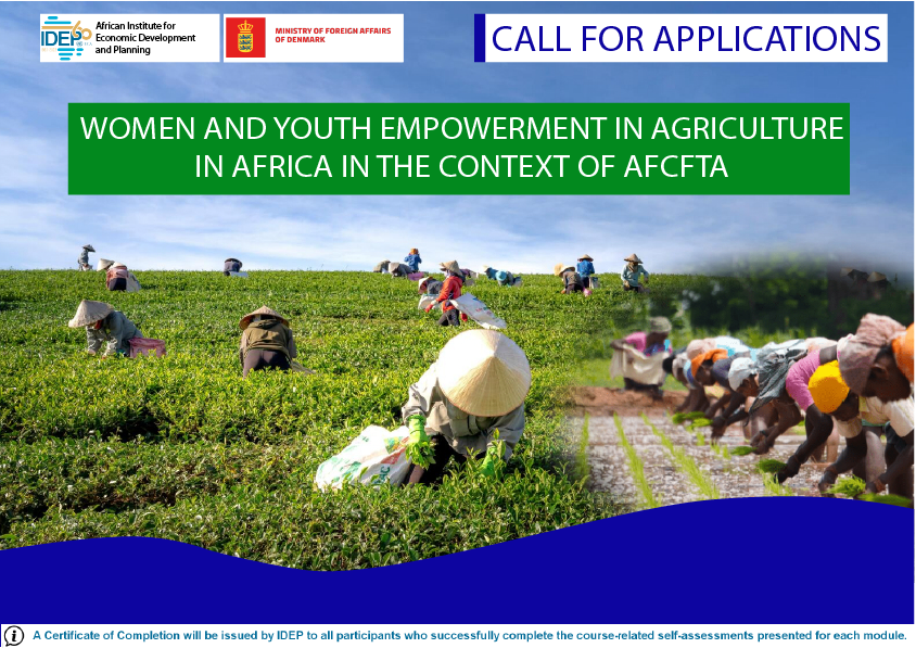 IDEPOfficial's tweet photo. 📣#CallForApplications
✅Online Course - #Women & #Youth empowerment in Agriculture in Africa in the context of #AfCFTA
Duration: 5⃣weeks
Date: 1⃣8⃣th Novembre - 2⃣0⃣th December
French & English
Free
Registration👉🏿https://t.co/3iN6LV7nHq
Deadline: 1⃣5⃣th November
#IDEPCourses https://t.co/go6x8Yfwx4