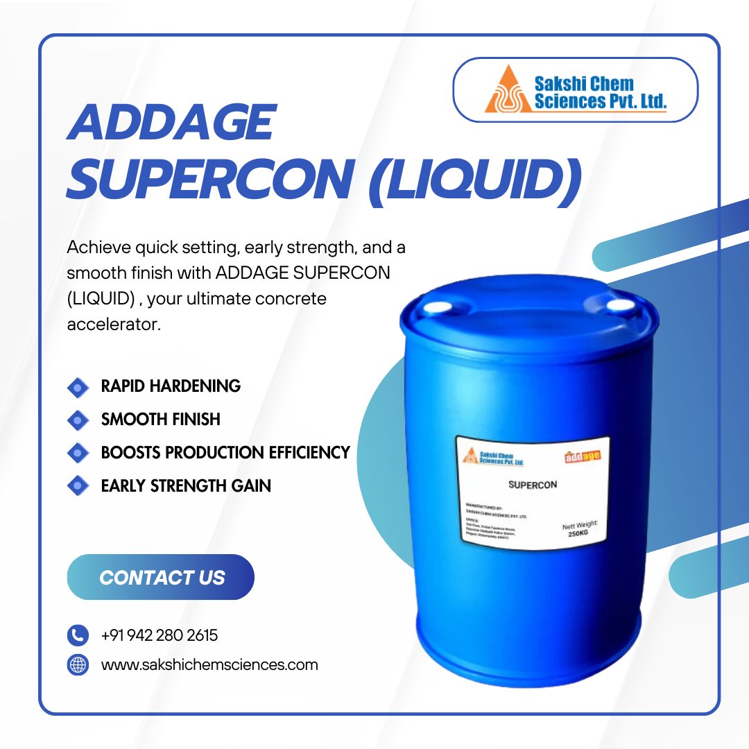 SakshiChemSci's tweet image. Stronger, smoother, superior! ADDAGE Super Con (Liquid) elevates your concrete mix to new levels. ✨ 
#ConcreteAdditives #AddageSuperCon #ConstructionChemicals