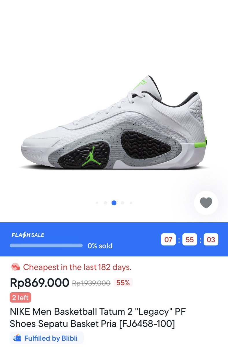diwaykey's tweet photo. Rekomendasi Sepatu Basket Termurah ORI Original 11.11 Blibli

1. Nike Men Basketball Jayson Tatum 2 "Legacy" PF 🛍️

🛒 https://t.co/TdguH6uNOm https://t.co/jf8WR6ERsA