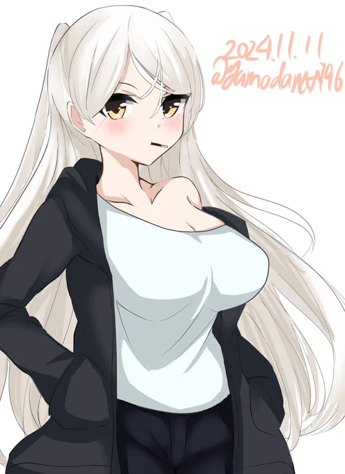 #艦これ版深夜の真剣お絵描き60分一本勝負 #艦これ版真剣お絵描き60分一本勝負_20241111カブールちゃん(ほんの少しのポッキー要素) 