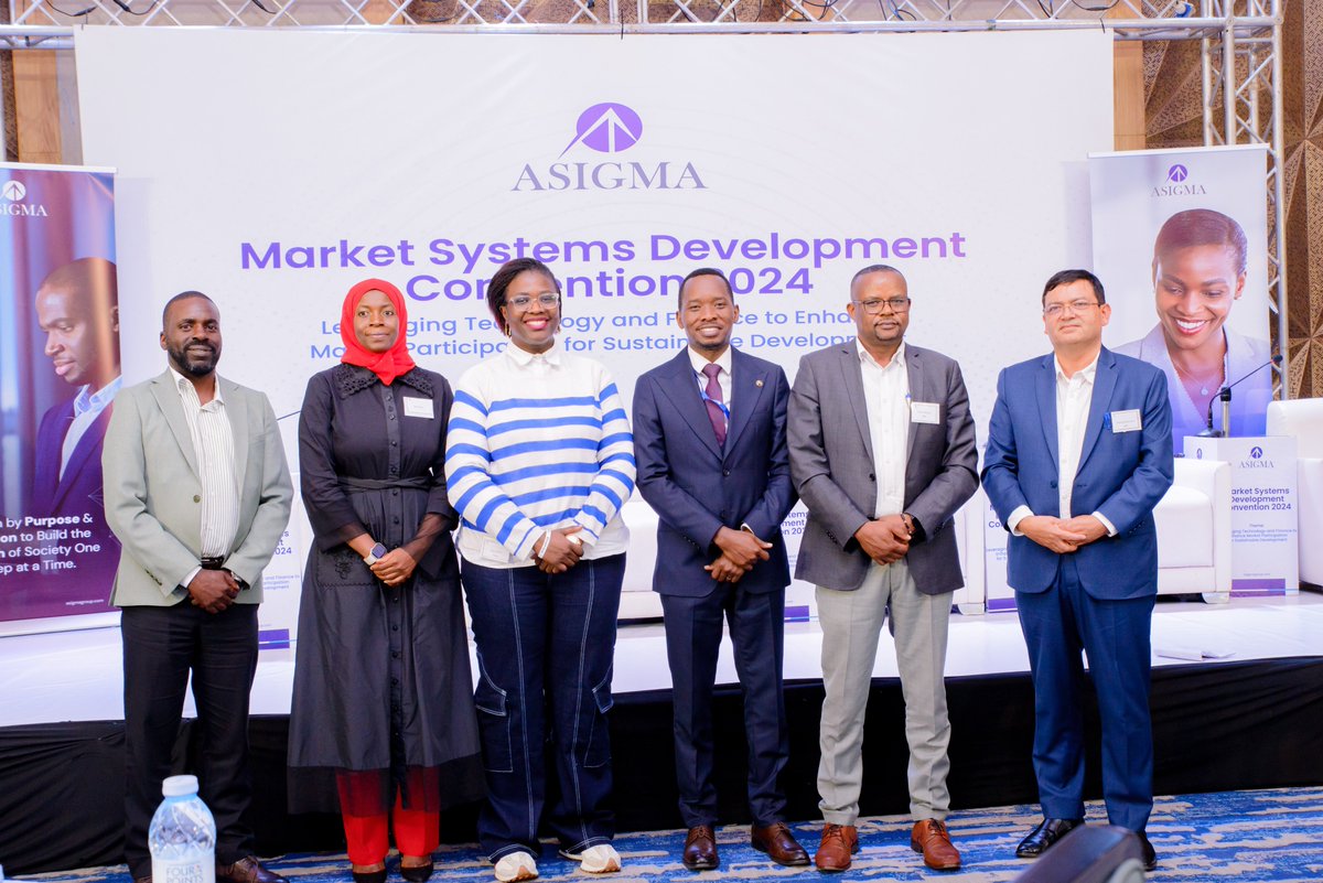 AsigmaGroup's tweet photo. On November 5, 2024, ASIGMA hosted industry leaders, policymakers and development partners at the Market Systems Development Convention 2024, discussing this year’s theme: “Leveraging Technology and Finance to Enhance Market Participation.”
 
With a dynamic lineup of panels and thought leaders, the day was filled with impactful insights, emphasising the roles of financial mechanisms and digital platforms in expanding market participation and strengthening economic participation for our communities including the #underservedcommunities.
 
Our Managing Director, @DaudiNanambi, set the stage by framing the #MSD approach as essential to achieving sustainable development, stressing how strategic partnerships are a catalyst for long-term growth.
 
The Access to Finance panel explored ways to widen #financialinclusion, with discussions around models that empower women, youth and smallholder farmers to overcome barriers in accessing funds. Panelists, including industry experts from @fsduganda , @amfiu_Uganda and @ugbankers, highlighted the need for finance solutions that support both #economicstability.
 
Technology took center stage, where our expert panel examined the interplay between #technology and market participation, particularly through user-centric digital solutions. Technology’s role was positioned as an enabler of #marketparticipation, with insights into how thoughtful, user-driven technological designs can support sustainable development. 
 
As we look ahead, we are energised by the collaborative spirit and the thought-provoking discussions that unfolded around the intersection of finance and digital innovation. The conversations here are setting the stage for even deeper dives into inclusive digital solutions and #markettransformation in future events.
 
We are excited to continue working together towards reshaping Africa’s market systems.