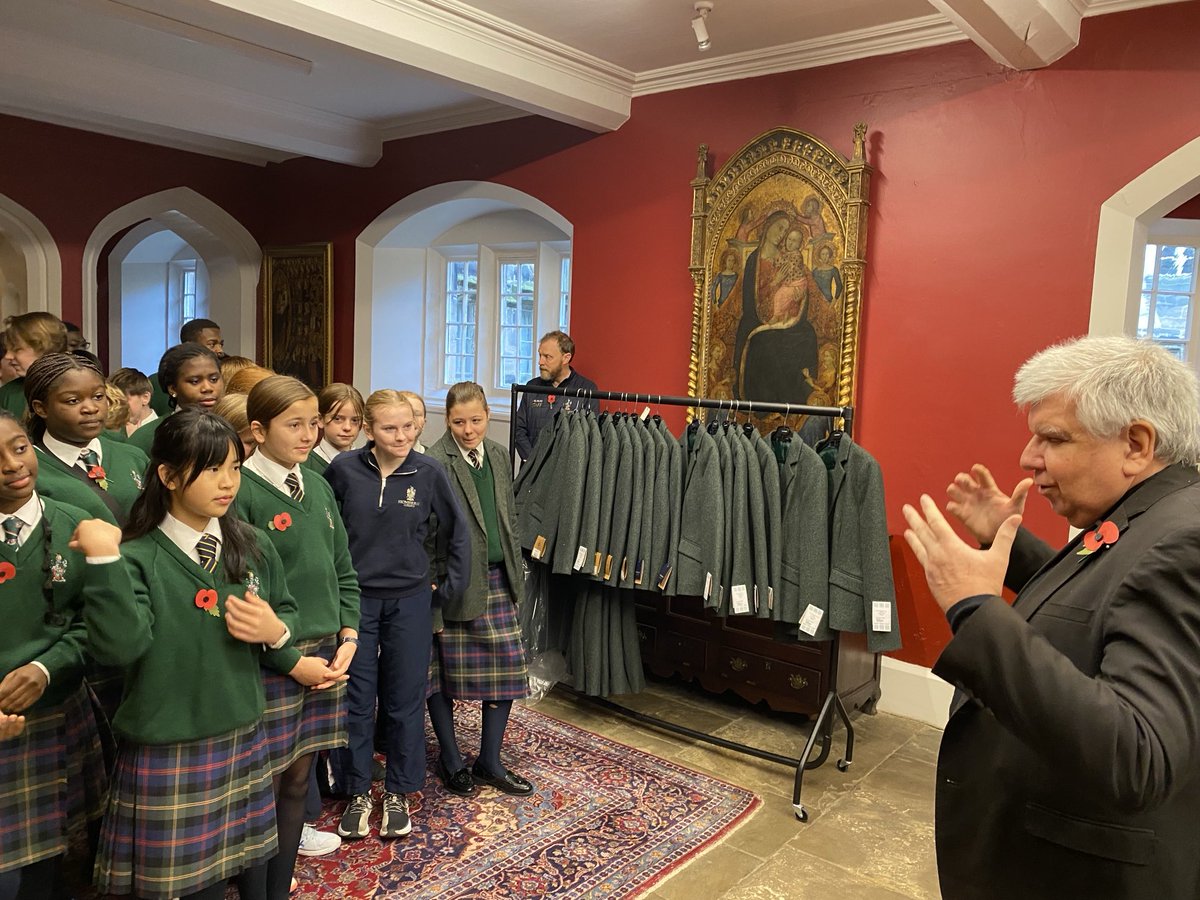 Fr Tim blessing the new blazers for Aloysius House. ‘Put on the breastplate of salvation’ St Paul. QJP ⁦<a href="/Stonyhurst/">Stonyhurst</a>⁩