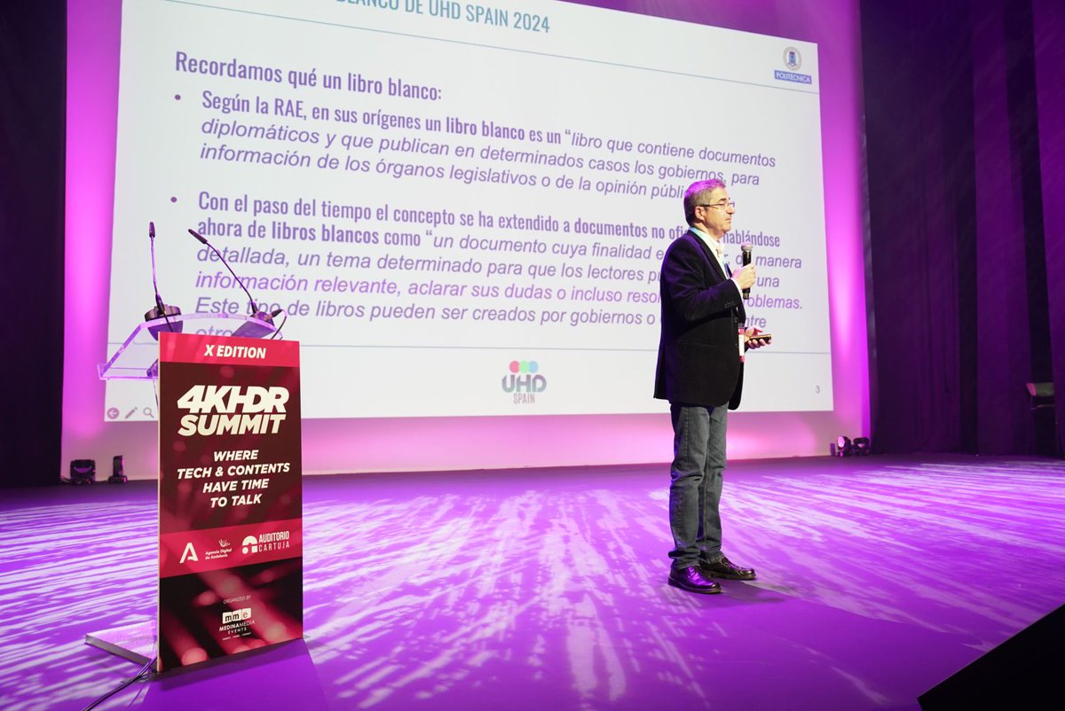 🔉José Manuel Menéndez, Professor at <a href="/La_UPM/">Universidad Politécnica de Madrid</a>, has highlighted at the #4KHDRSummit:

“One of the objectives of the <a href="/uhd_spain/">UHD Spain</a> 'White Book' is to be a participatory element of all partners to provide companies with a reference.”