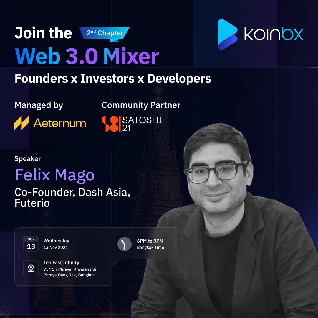 Meet Our Speaker: Felix Mago, Co-Founder, Dash Asia, Futerio Felix is an  expert in DeFi and crypto-payments and decentralized business Register here  - https://t.co/dKFaq2RSNF