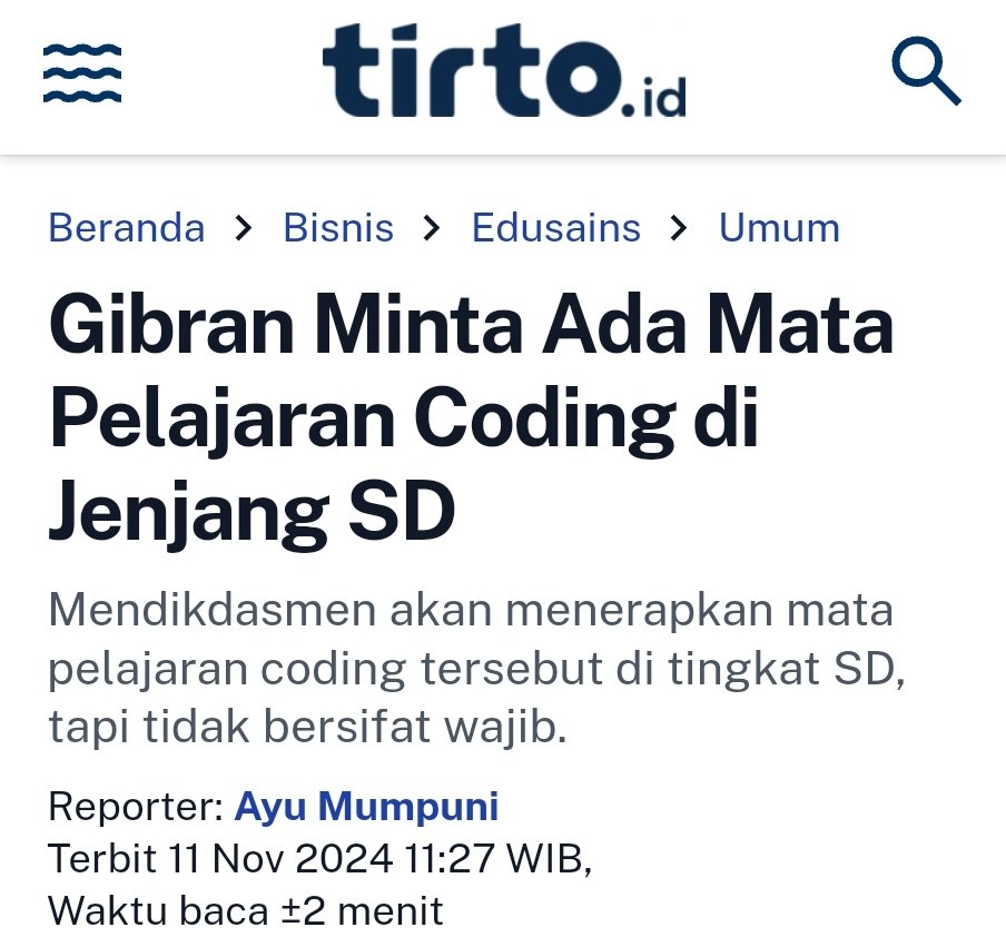 Bangsa ini tidak krisis coding, bangsa ini krisis MORAL! Orang-orang Kominfo yang berselingkuh dengan bandar judi onlen itu jagoan coding semua bro..