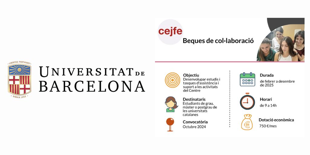 Grau CIC (Comunicació i Indústries Culturals) (@graucic_ub) on Twitter photo #CICinforma | Convocatòries de beques de col·laboració:
➡️ Fins al 22/11, la <a href="/UniBarcelona/">Universitat de Barcelona</a> convoca 87 beques amb el <a href="/ubsae/">SAE UB</a> per a l'alumnat.
ub.edu/sbc/solicitudB…
➡️ Fins al 27/11, la <a href="/gencat/">Generalitat de Catalunya</a> ofereix 16 beques per estudiants d’universitats catalanes.
cejfe.gencat.cat/ca/formacio/be… #CICinforma | Convocatòries de beques de col·laboració:
➡️ Fins al 22/11, la <a href="/UniBarcelona/">Universitat de Barcelona</a> convoca 87 beques amb el <a href="/ubsae/">SAE UB</a> per a l'alumnat.
ub.edu/sbc/solicitudB…
➡️ Fins al 27/11, la <a href="/gencat/">Generalitat de Catalunya</a> ofereix 16 beques per estudiants d’universitats catalanes.
cejfe.gencat.cat/ca/formacio/be…