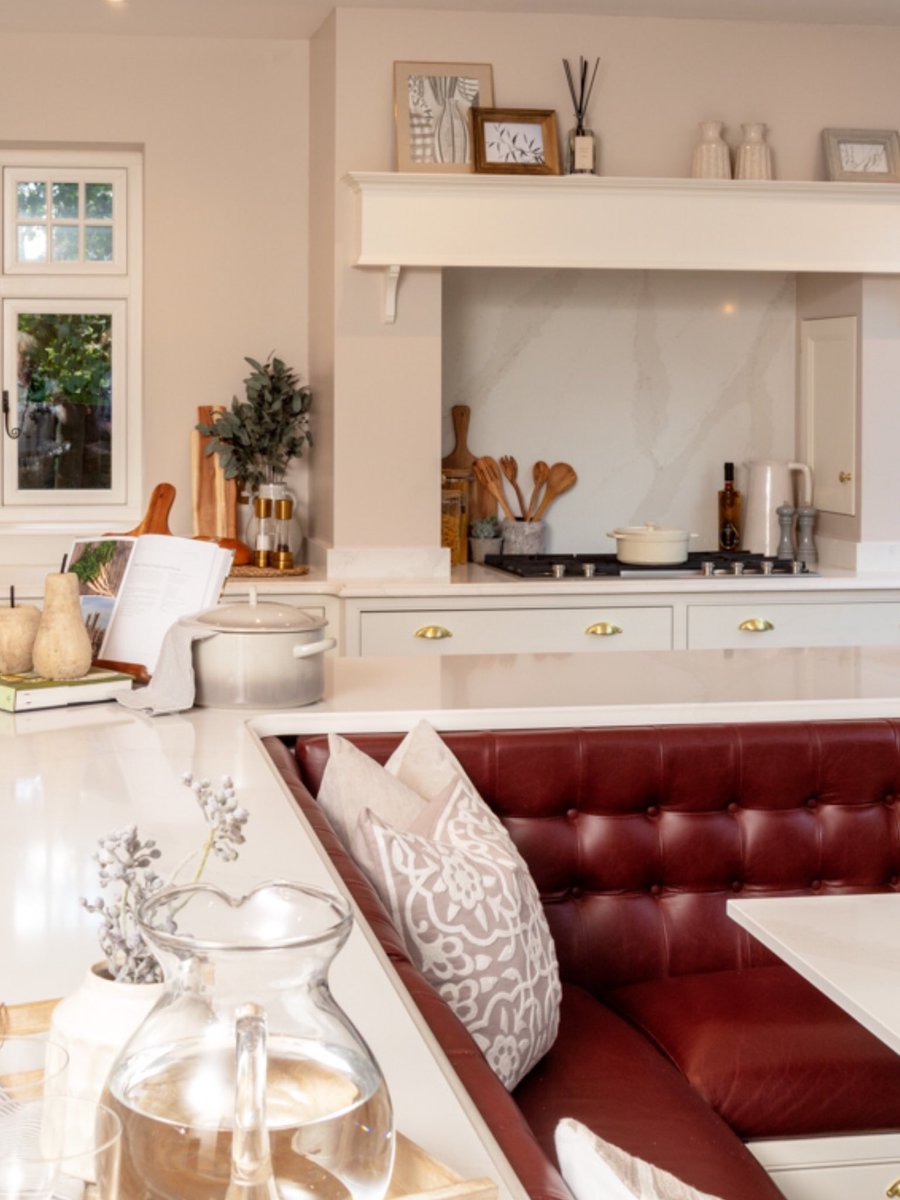 Getting closer on some past projects. This one has some fabulous features including <a href="/Silestone/">Silestone by Cosentino</a> Calacatta Gold quartz, false chimney breast with super useful side cupboards, <a href="/barazzauk/">Barazza UK</a> hob, leather banquette seating and the furniture is bespoke continuous framed design