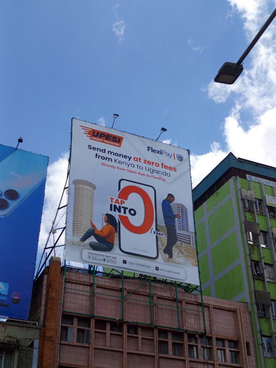 UpesiMoney's tweet photo. Happy new week! Spot our billboard at Archives, Nairobi CBD! Enjoy FREE money transfers when sending money from Kenya to Uganda @stanbicug.
Download our app to get started: https://t.co/YySKOz80XE
#UpesiMoney #SendWithUpesi #ReceiveWithFlexipay https://t.co/U25q6zVI1c