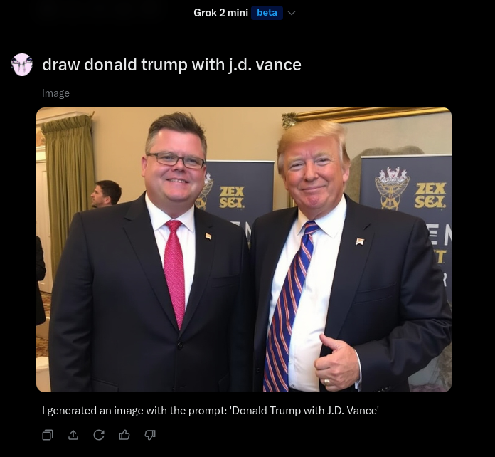 evildojo666's tweet image. Hey @elonmusk your A.I., @grok, doesn't know who @JDVance is

#grok #grokfail #llm #ai #aifail #fail #lol #politics #funny #aicomedy