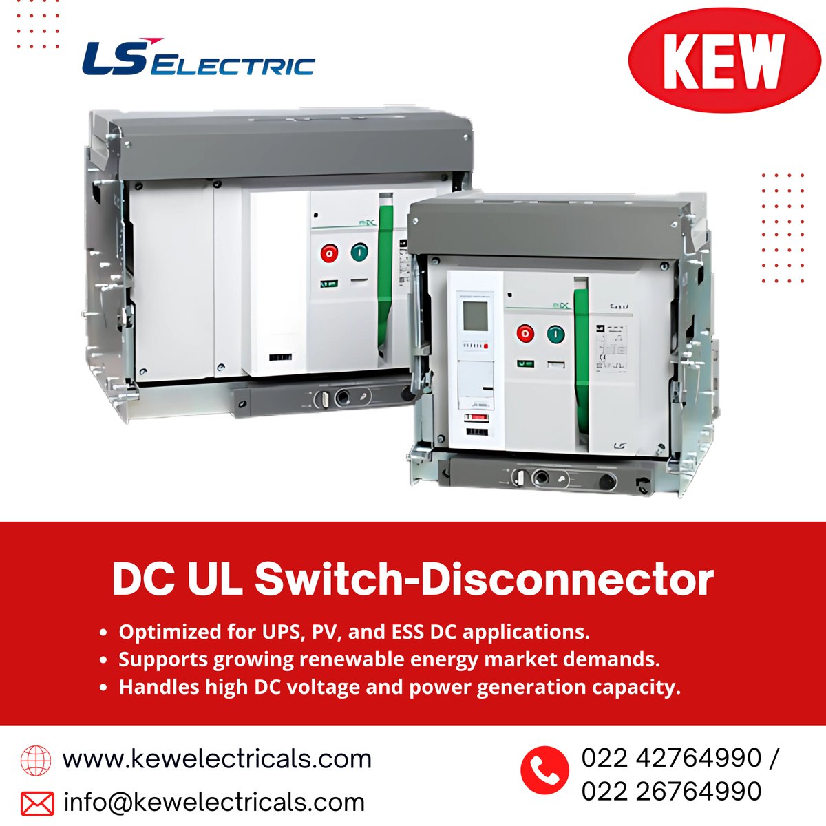 KEWELECTRI1965's tweet image. DC UL Switch-Disconnector - LS Electric

Optimized for UPS, PV, and ESS DC applications. 
Supports growing renewable energy market demands. 
Handles high DC voltage and power generation capacity.

#LSElectric #DCSwitch #RenewableEnergy #HighVoltage #KEW

+91 22 42764990