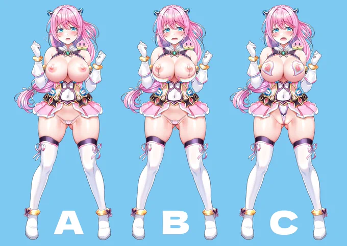 今回もR-18版アクスタを作る予定なのですがA、B、Cどの差分が欲しいと思いますか?アンケートぶら下げておきますので投票宜しくお願い致します。 