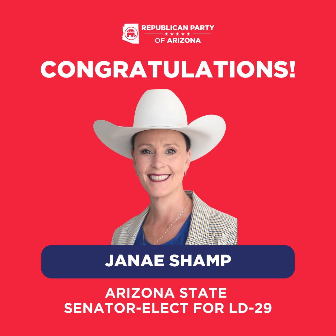 AZGOP's tweet image. Congratulations @AZSenatorShamp on VICTORY in #LD29!