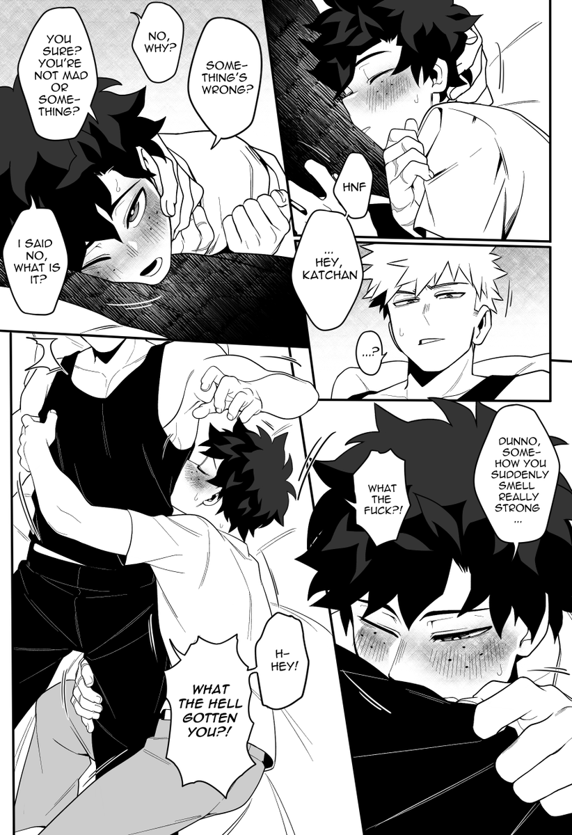 kyosein's tweet photo. Beta Bakugo surely supporting Omega!Deku's heat with some cuddles, but he then presents as an Alpha... 🧡💚 https://t.co/ZsYIwOXLYN