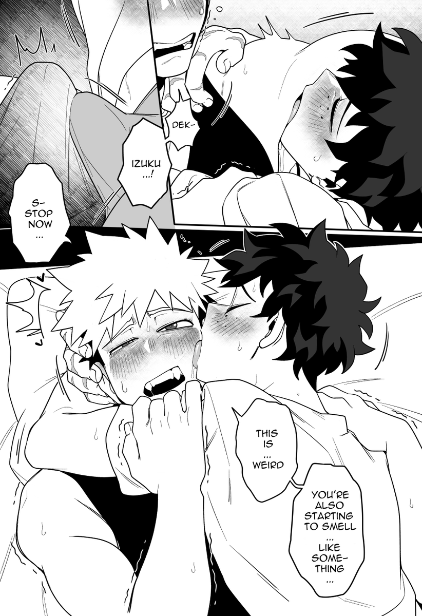 kyosein's tweet photo. Beta Bakugo surely supporting Omega!Deku's heat with some cuddles, but he then presents as an Alpha... 🧡💚 https://t.co/ZsYIwOXLYN