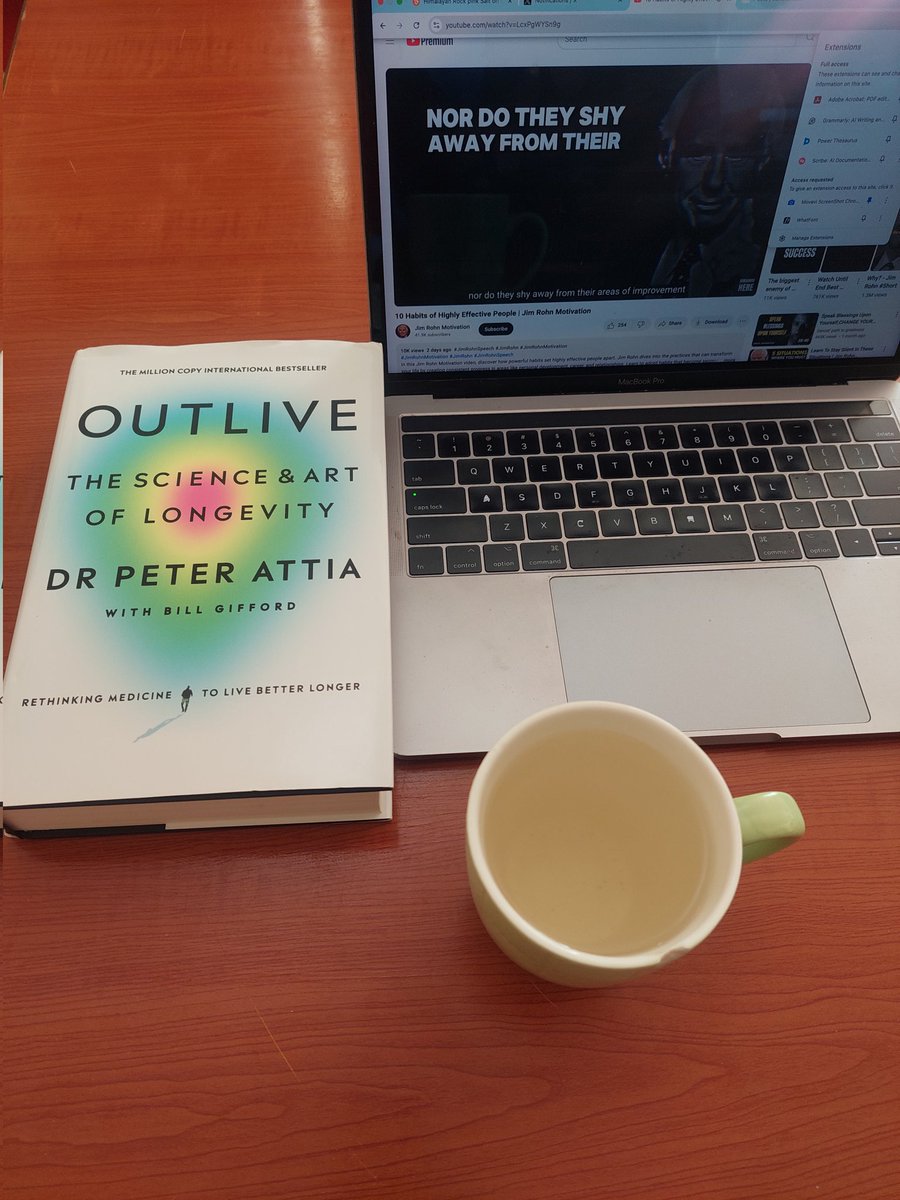 amerix's tweet photo. This is how I paid my rent this Monday morning:

I woke up at 4: 45 am.

BENEDICTION

• I meditated and prayed.

• I read the book OUTLIVE: The Science & Art Of Longevity by Dr Peter Attia. 

The chapter is about "Rethinking Medicine for the Age of Chronic Disease."

BED

• I organized the bedroom, living room, and study area. I decluttered the bookshelf, drew the curtains, and opened the windows to welcome fresh air and early morning sunlight.

BODY

• I jogged to the gym, 2 km away. Pace: 05'26" /km. Time:13 minutes.

Warm-up

• Box jumps: 12 x 3 sets

• Burpees: 10 x 2 sets

Workouts

• Dumbbell Goblet Squat, 30 kg, 12 reps x 4 sets

• Barbell Bent-over rows 40 kg, 10 reps x 4 sets

• Barbell Overhead Shoulder Press, 30 kg, 10 reps x 2 sets, 40 kg, 4 reps x 2 sets

• Barbell Bench Press, 60 kg, 10 reps x 3 sets

• Regular push-ups 15 reps x 2 sets

• Breathing 4 — 7 — 8 in 2 sets.

BATH

I had a cold bath and took Apple Cider Vinegar in warm water.

#ManDay