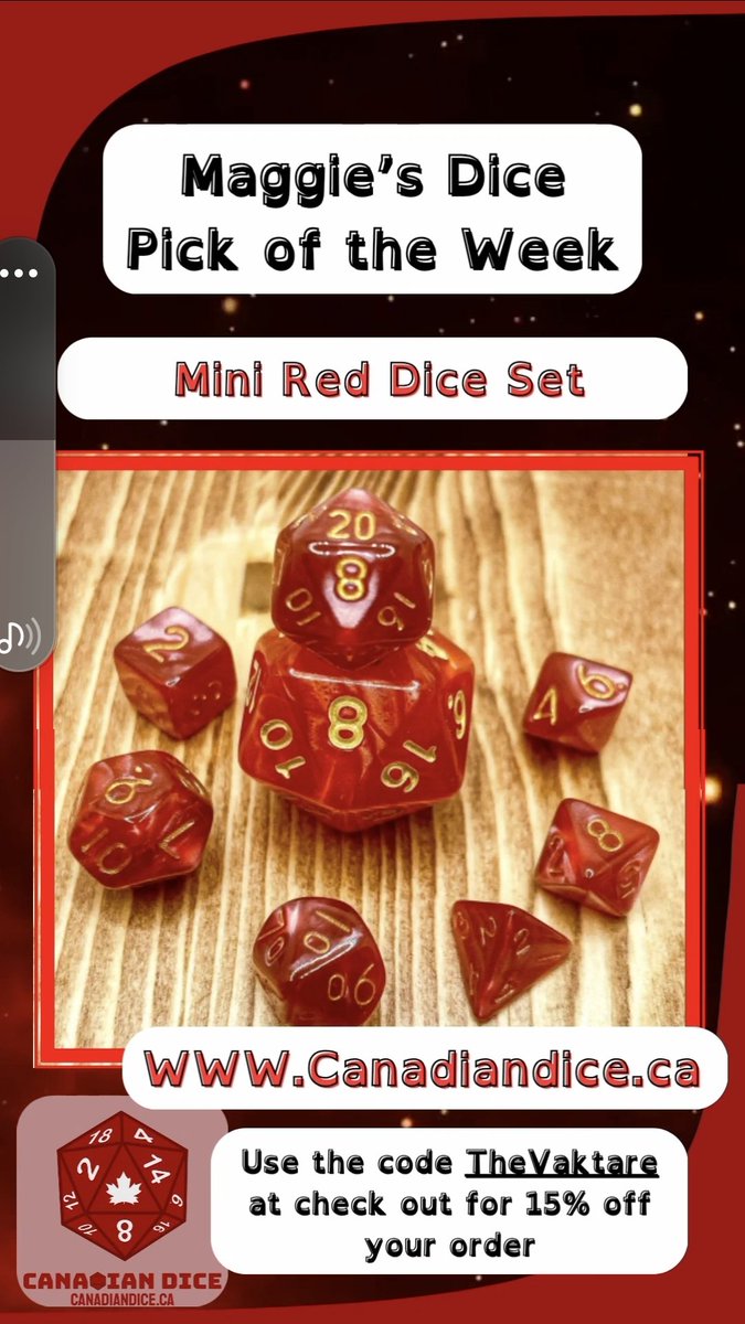 The Väktare (@vaktarettv) on Twitter photo Check out these awesome dice and more at our friend <a href="/Canadian_dice/">Canadian Dice</a>. Ryan always has a great selection. Be sure to use the code TheVaktare for 15% off your order.
#dnd #dice #dicegoblin #duckdice #red #redhot #polyhedraldice #canadiandice #mathrocks #shinymathrocks #TheVaktare Check out these awesome dice and more at our friend <a href="/Canadian_dice/">Canadian Dice</a>. Ryan always has a great selection. Be sure to use the code TheVaktare for 15% off your order.
#dnd #dice #dicegoblin #duckdice #red #redhot #polyhedraldice #canadiandice #mathrocks #shinymathrocks #TheVaktare