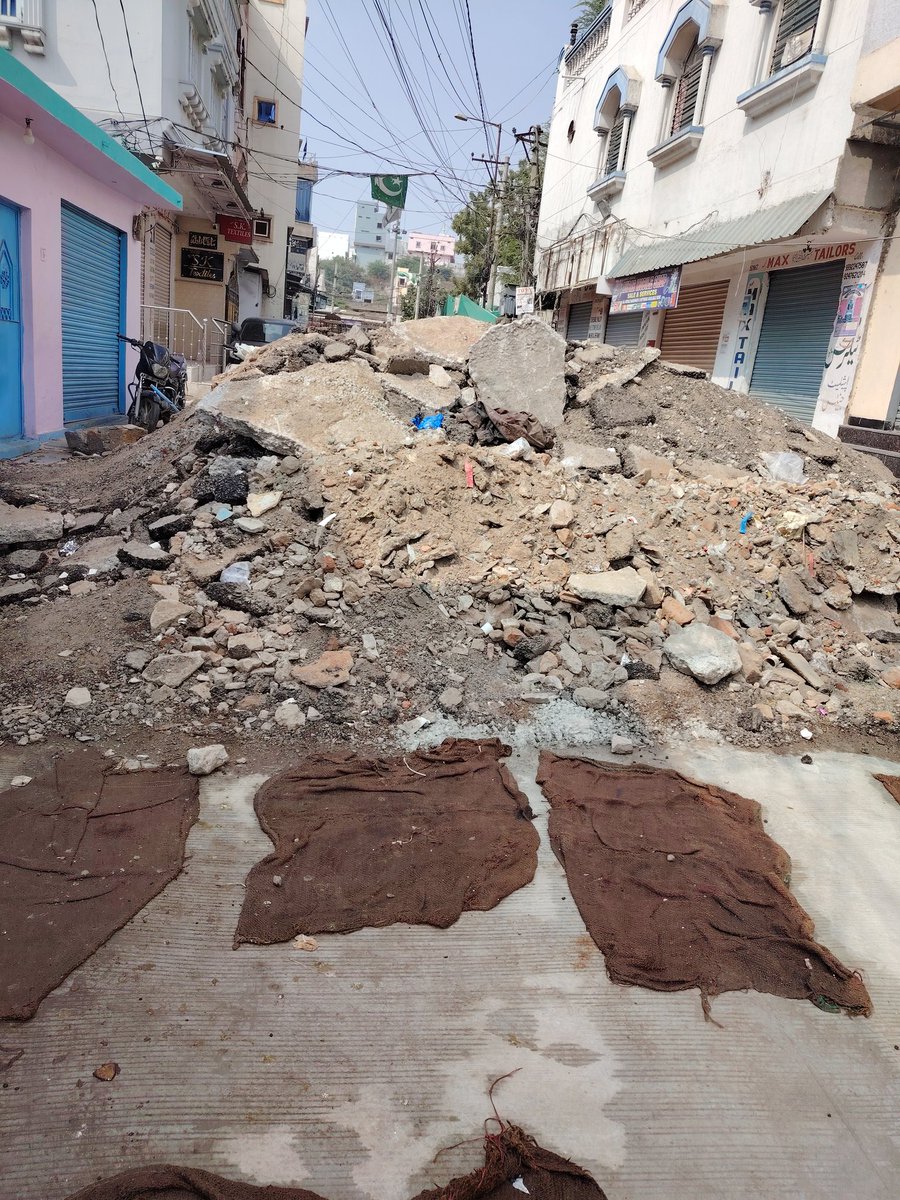 It has been couple of days debris was not lifted though curing was done for the new road causing inconvenience to people due to traffic near Jahanuma water tank

<a href="/GHMCOnline/">GHMC</a> <a href="/CommissionrGHMC/">Commissioner GHMC</a> <a href="/gadwalvijayainc/">Vijayalaxmi Gadwal, GHMC MAYOR</a> <a href="/TheNaveena/">Naveena</a> <a href="/CoreenaSuares2/">@Coreena Enet Suares</a> <a href="/TOIHyderabad/">TOI Hyderabad</a> <a href="/asadowaisi/">Asaduddin Owaisi</a>