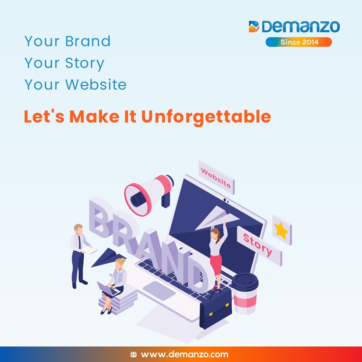 demanzo_info's tweet photo. At Demanzo, we craft more than just websites—we create experiences that connect and inspire. Let us transform your brand's story into a digital presence that stands out and drives results. Ready to elevate your brand? Let's make it unforgettable! #Demanzo #DigitalMarketing https://t.co/dKF5dbqAX8