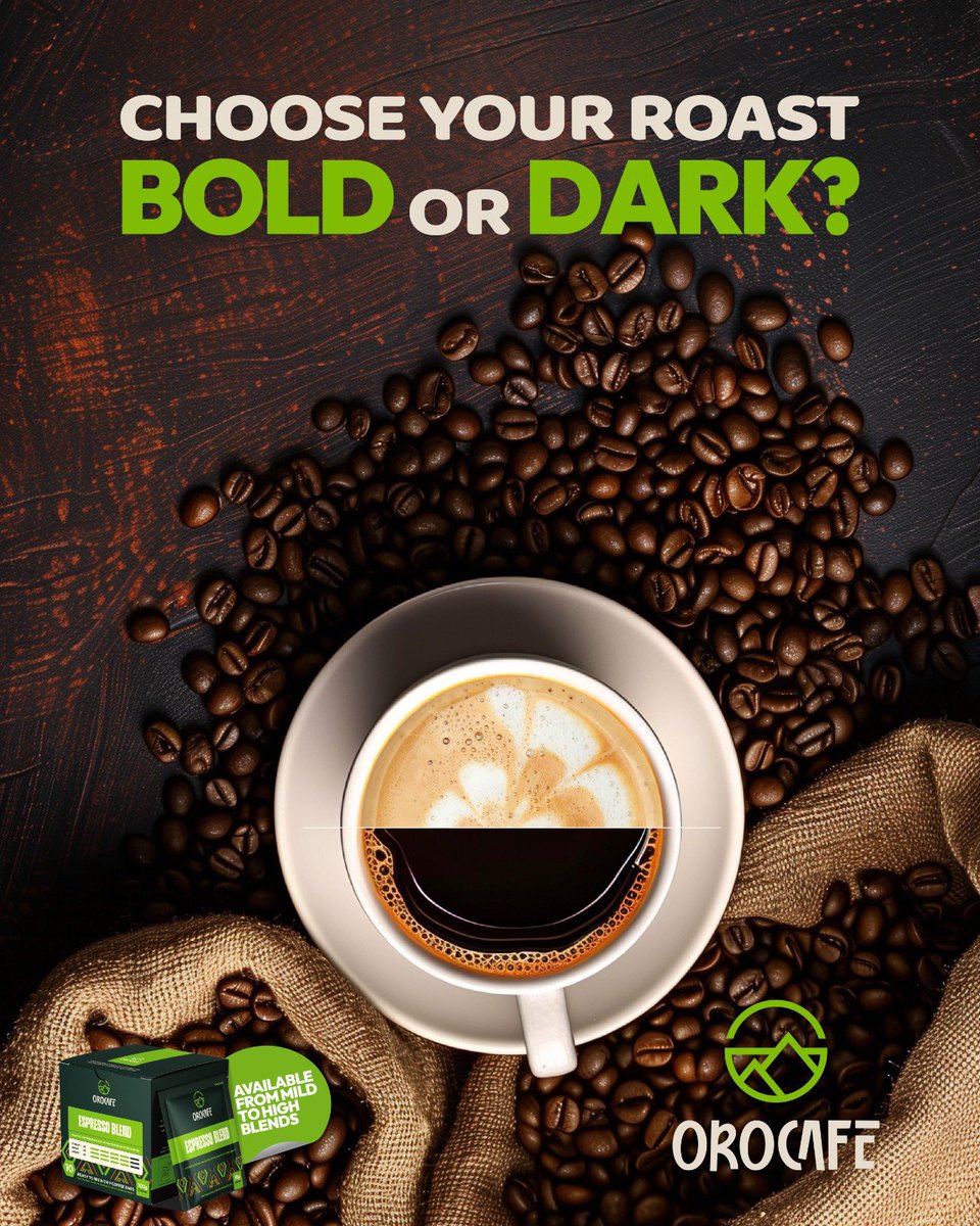 OrocafeUg's tweet photo. Bold roast to start your day, dark roast to keep it going. Choose your flavour of energy!
#Orocafe #CoffeLover #Coffetime https://t.co/IFKd6OIv8e
