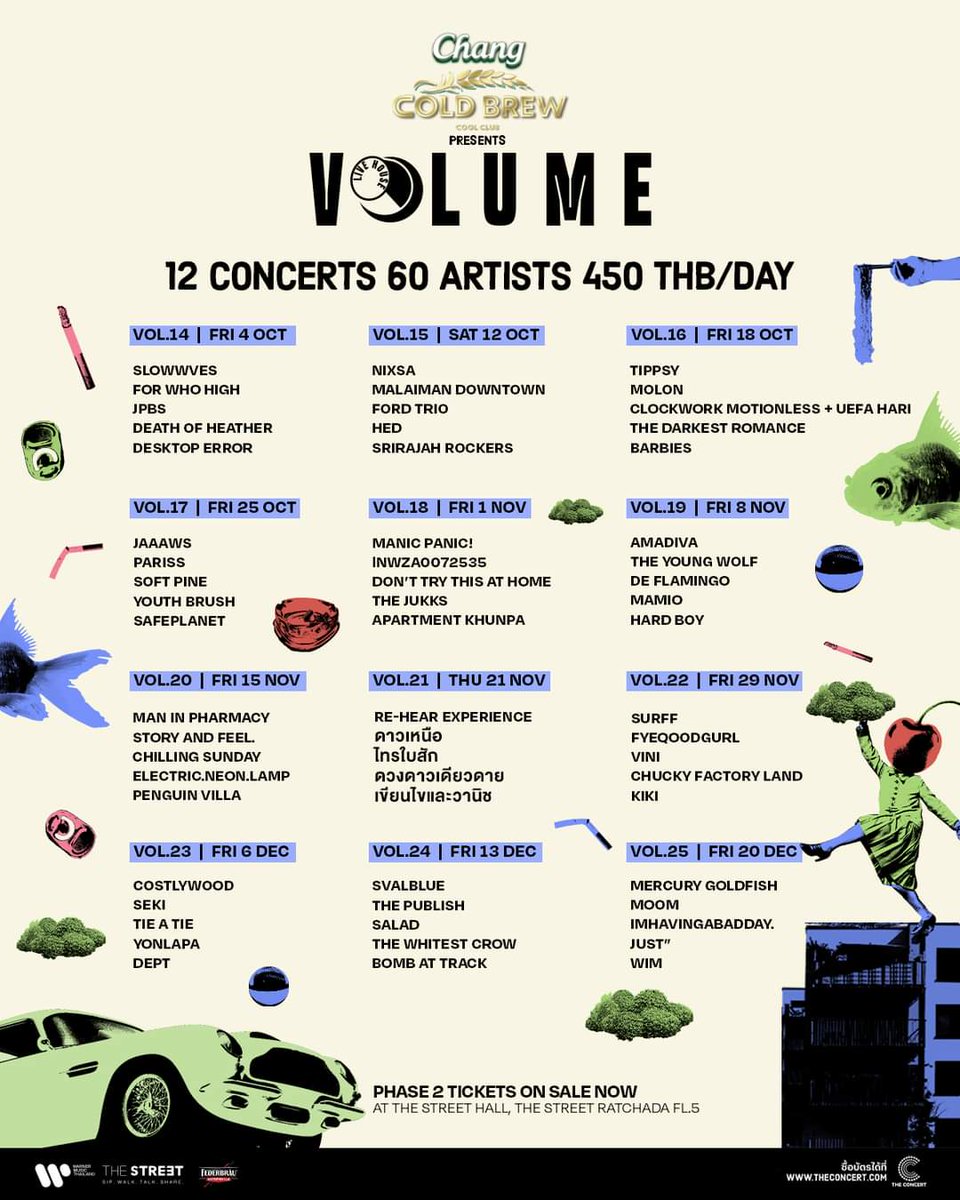 thoop40's tweet image. #SURFF Volume22 Show Fri.29 Nov 2024
Chang Cold Brew Cool Club presents Volume Livehouse Phase 2
พบกับ 12 คอนเสิร์ต + 60 ศิลปิน! 
🎫บัตรราคา 450 บาท / คอนเสิร์ต 
👨‍👩‍👧‍👦งานนี้ไม่จำกัดอายุ (อายุต่ำกว่า 13 ปีเข้าฟรี เฉพาะมากับผู้ปกครองเท่านั้น) 
 theconcert.com/concerts/maoma…