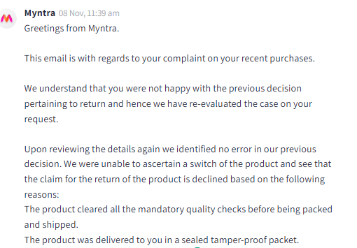 hysinthus's tweet photo. @MyntraSupport same shit reply, @jagograhakjago I am showing video proof that I received wrong item and still myntra not accepting their mistake. what I can do more than a video proof? https://t.co/rgBlbIBouU