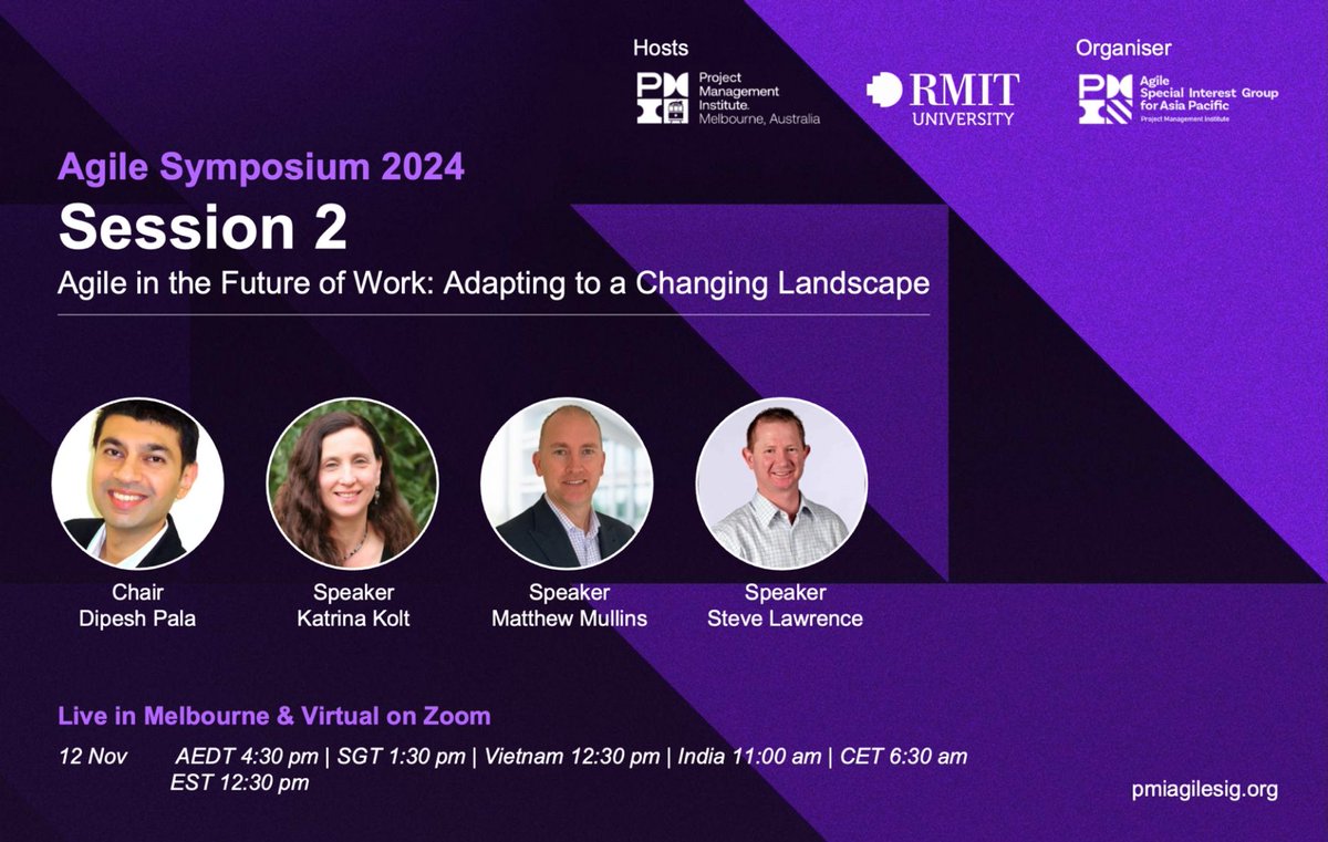 Agile Symposium 2024 - Session 2
Join us virtually on Zoom for this engaging session, designed for Agile enthusiasts worldwide.
📷 Explore the full program: lnkd.in/gEywzmWp
📷 Register now: lnkd.in/gTTa_CMr