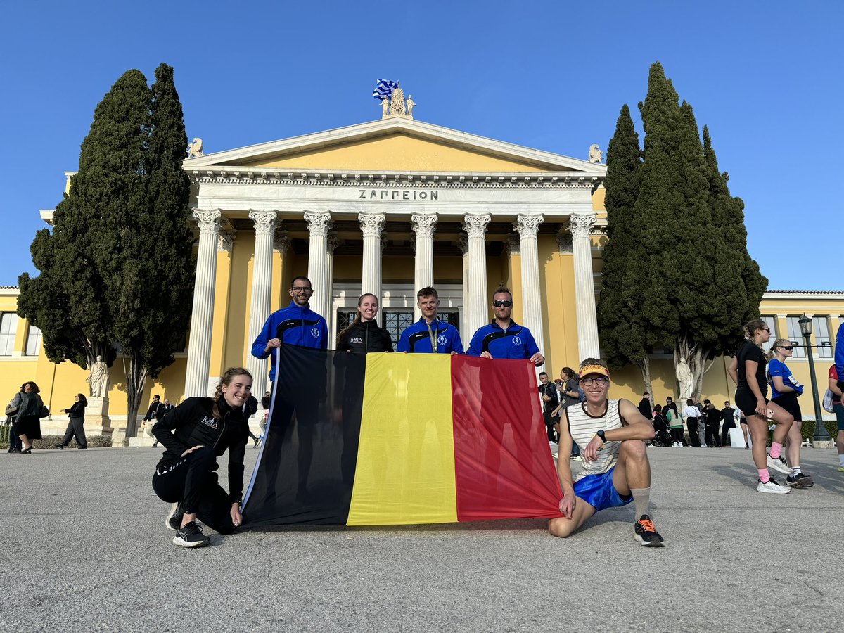 Gisteren met een delegatie van de @RMA_KMS_ERM deelgenomen aan de marathon van Marathon naar Athene in het kader van militaire Erasmus en een korte Common Module. 
Heel fier op deze vier snelle studenten, die zichzelf overtroffen. /1