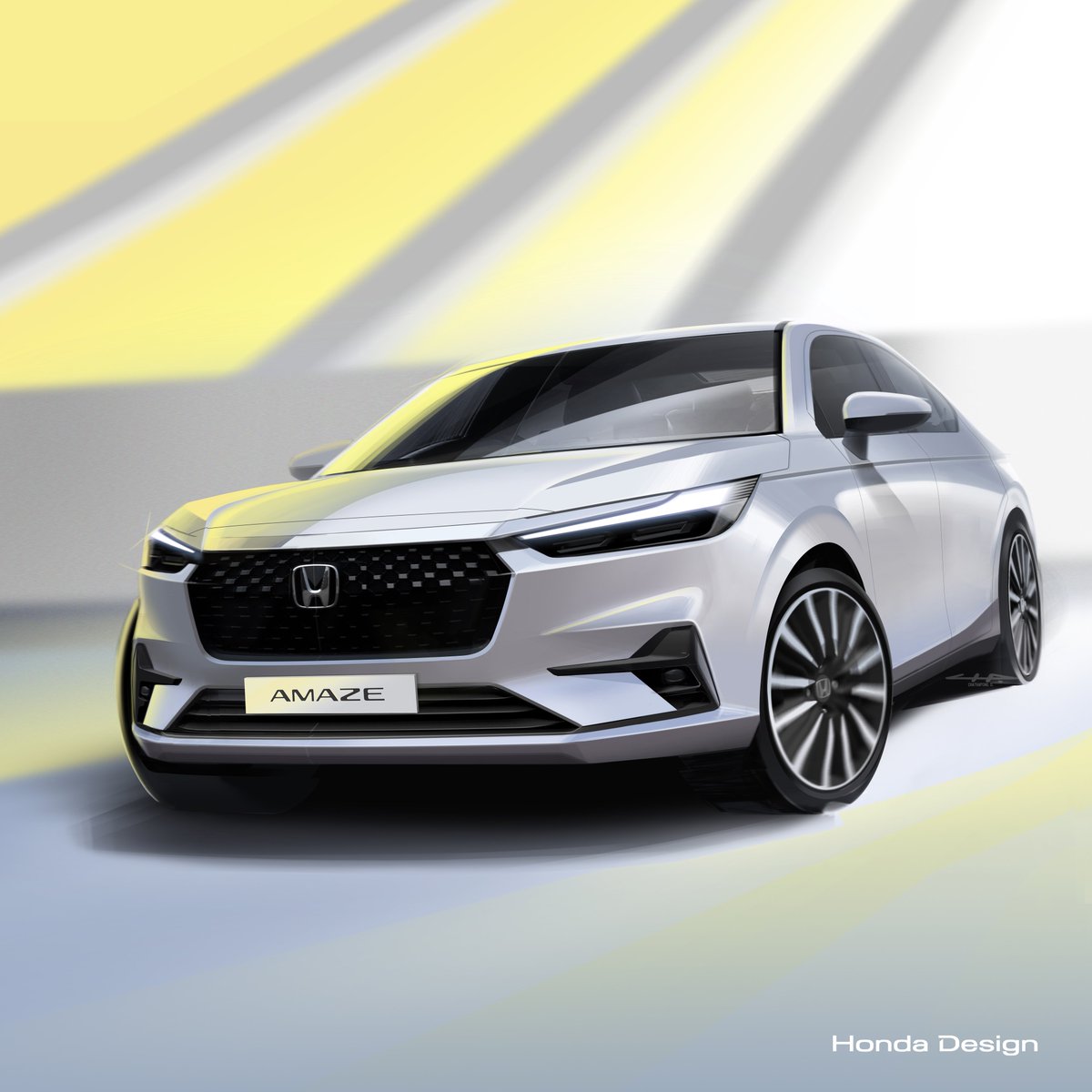 HondaCarIndia's tweet photo. The Honda Amaze legacy lives on. With every generation, it has set a new standard in style &amp; sophistication. Now, as we gear up for the third generation, excitement is at an all-time high. Stay tuned – a bold new chapter is about to begin.

#AmazeSketchReveal #HondaCarsIndia https://t.co/PXFYnbkGTR