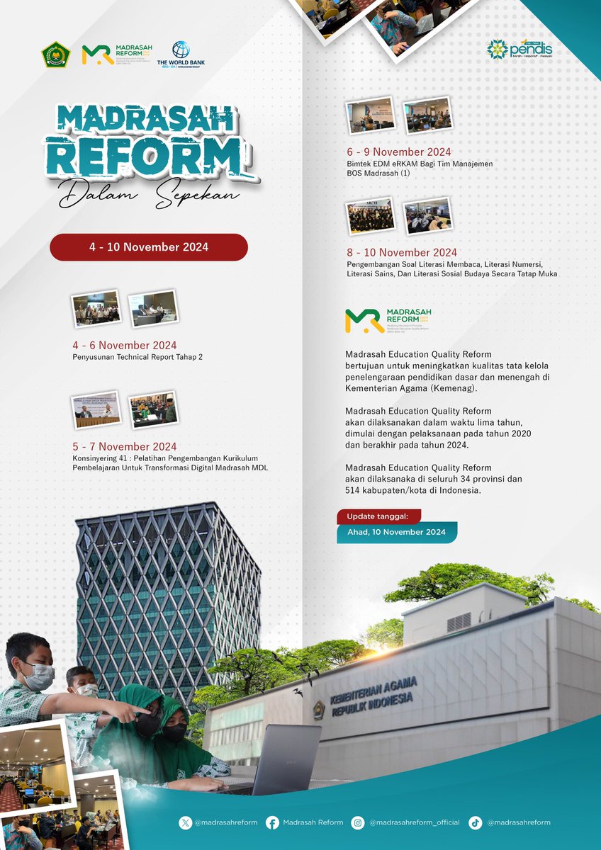 MadrasahReform's tweet photo. Madrasah Reform Sepekan November 2024

#madrasah #madrasahreform #madrasahmajubermutumendunia https://t.co/82eOSIPQMA