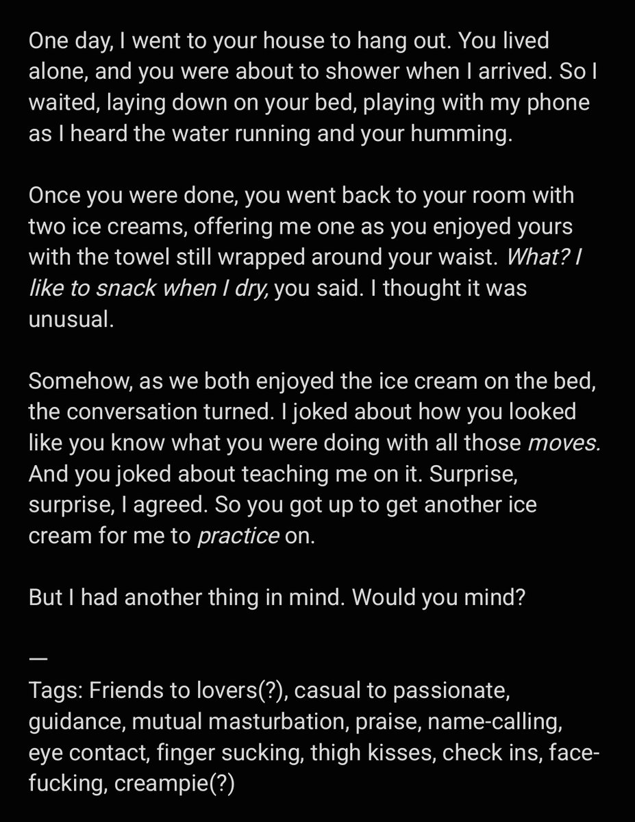 puddiang's tweet photo. @bfgrent CW / NSFW

looking for a BFR (for BxG) with this prompt. i do short plotting in English! :] https://t.co/yEj5NGhZsp