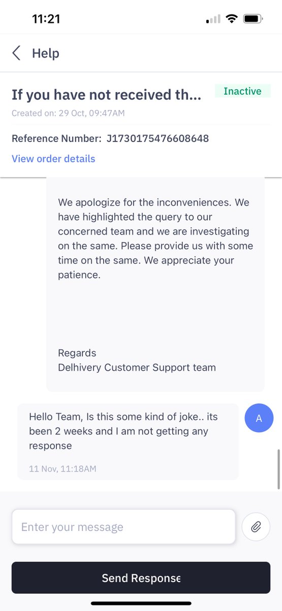 atulraai's tweet photo. @delhivery Can you please find out where my package is? AWB1904041349636. It's been two weeks but I am not getting any response from your team. https://t.co/VJFWV6ZExF
